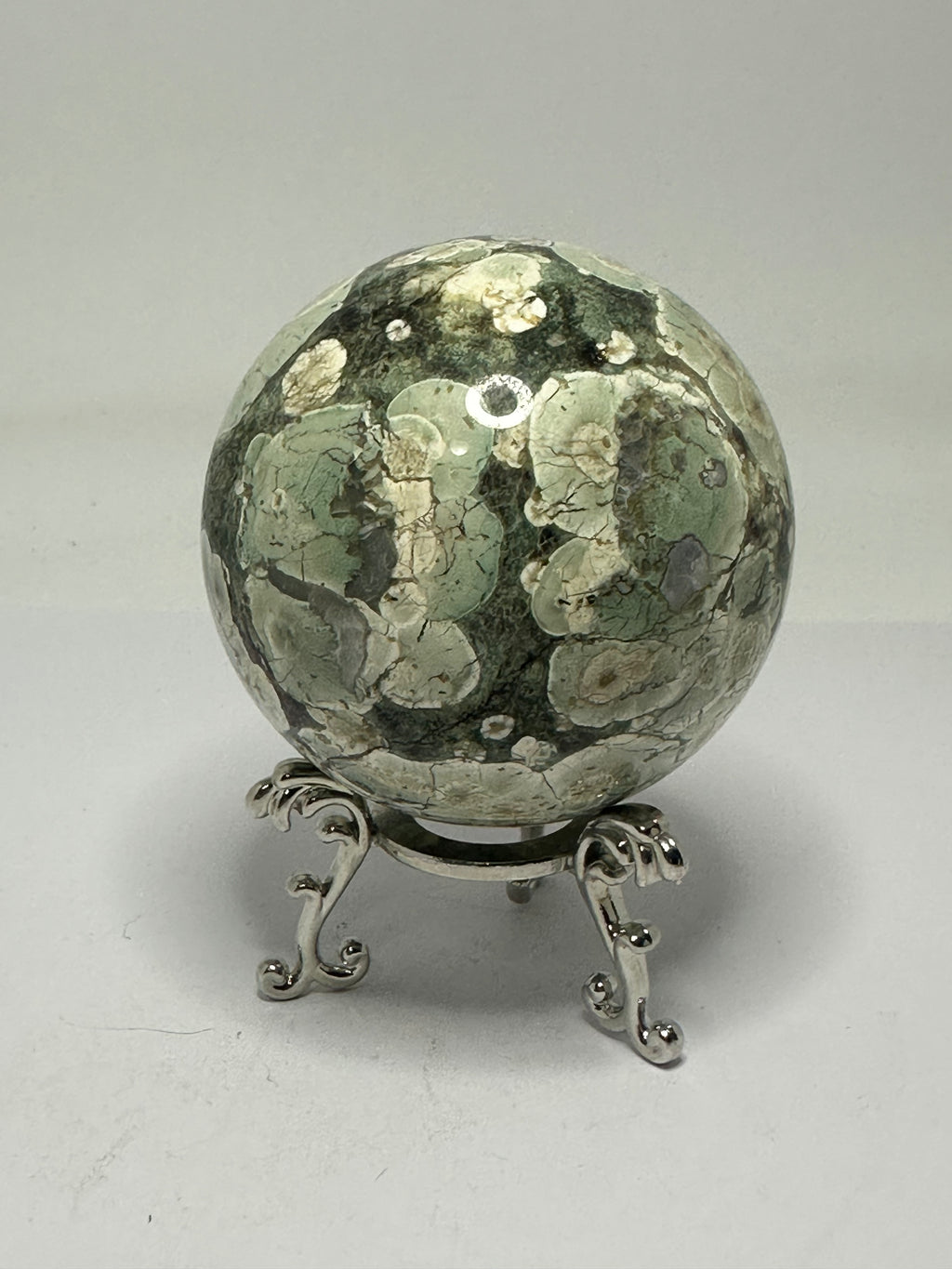 Green Flower Agate Sphere – 388g