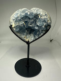 Celestine Heart with Open Druzy Face on Custom Stand – 1.41kg