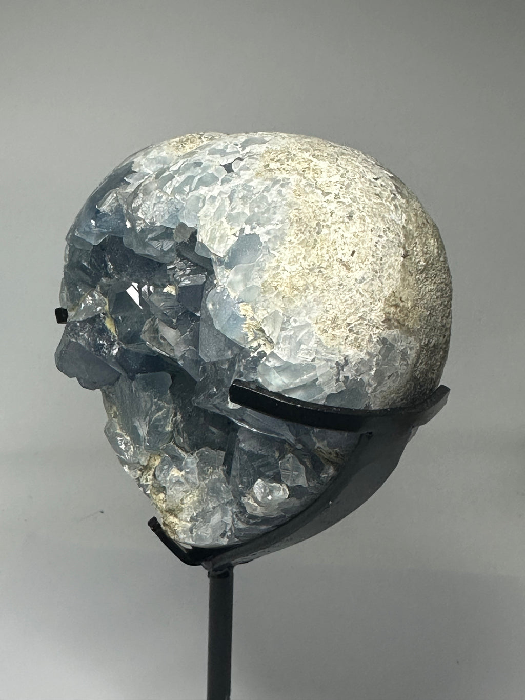 Celestine Heart with Open Druzy Face on Custom Stand – 1.41kg