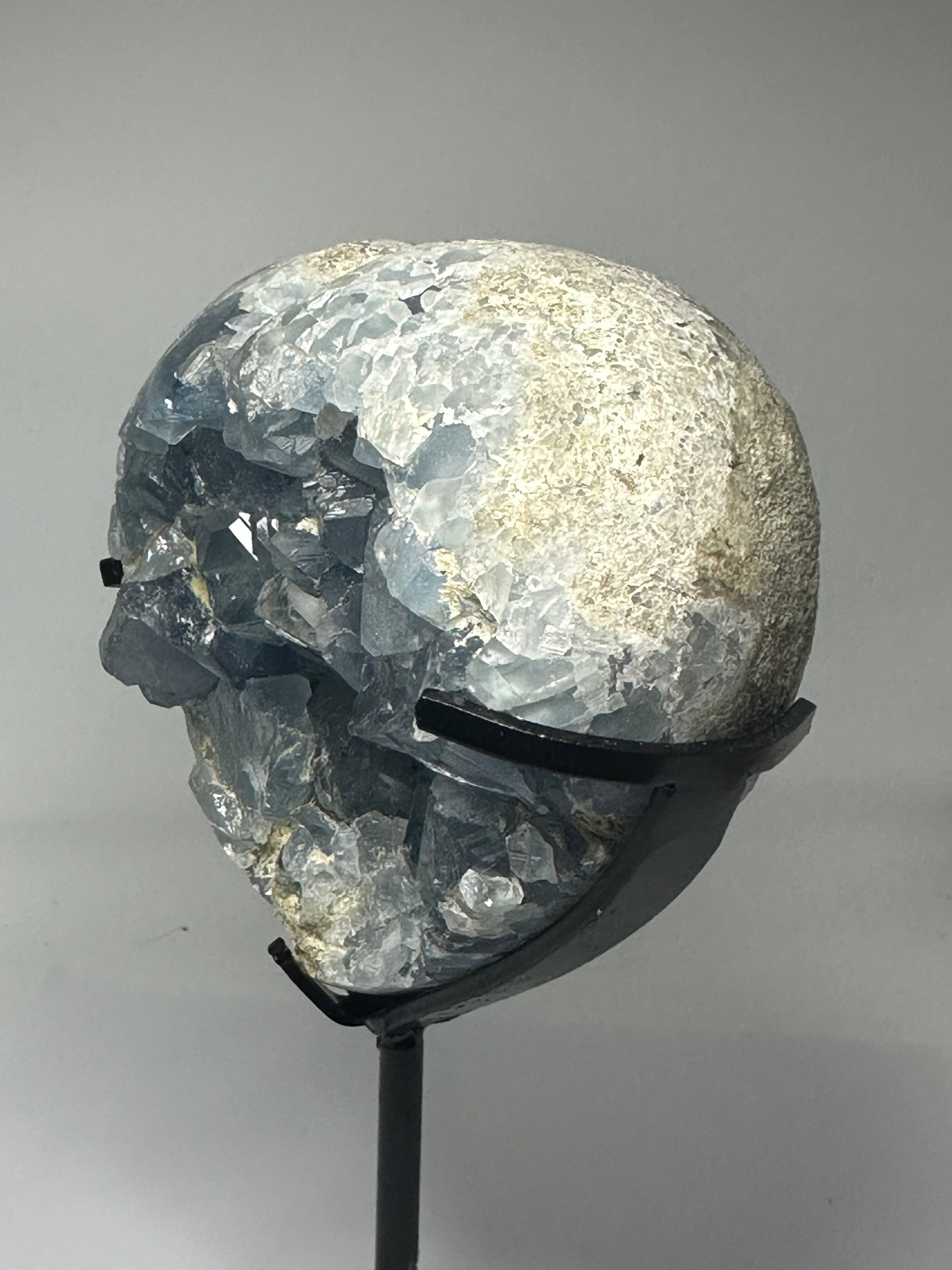 Celestine Heart with Open Druzy Face on Custom Stand – 1.41kg