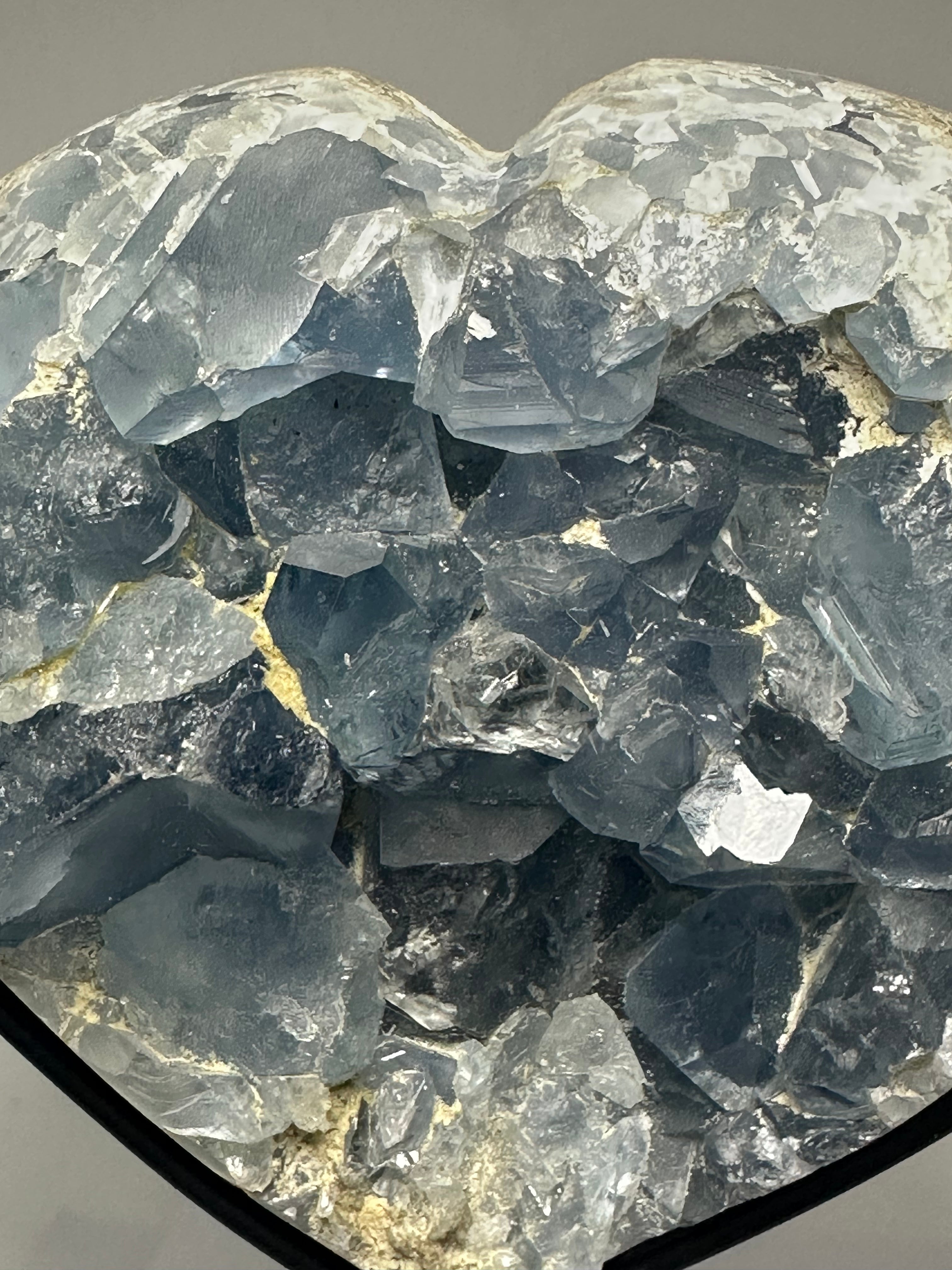 Celestine Heart with Open Druzy Face on Custom Stand – 1.41kg