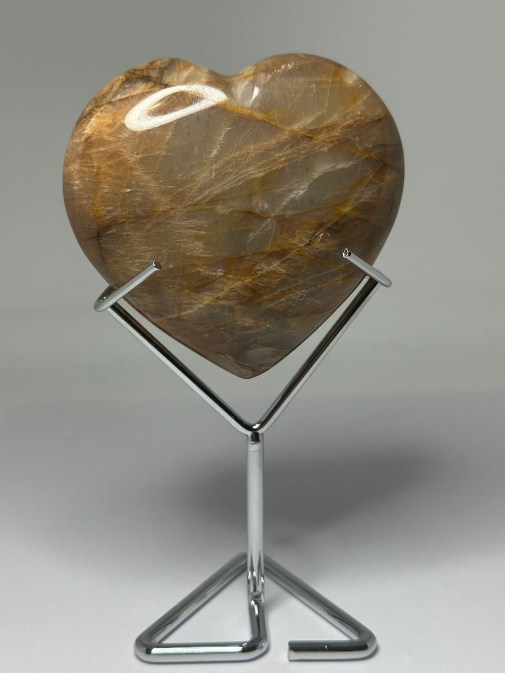 Peach Moonstone Heart on Stand – 225g