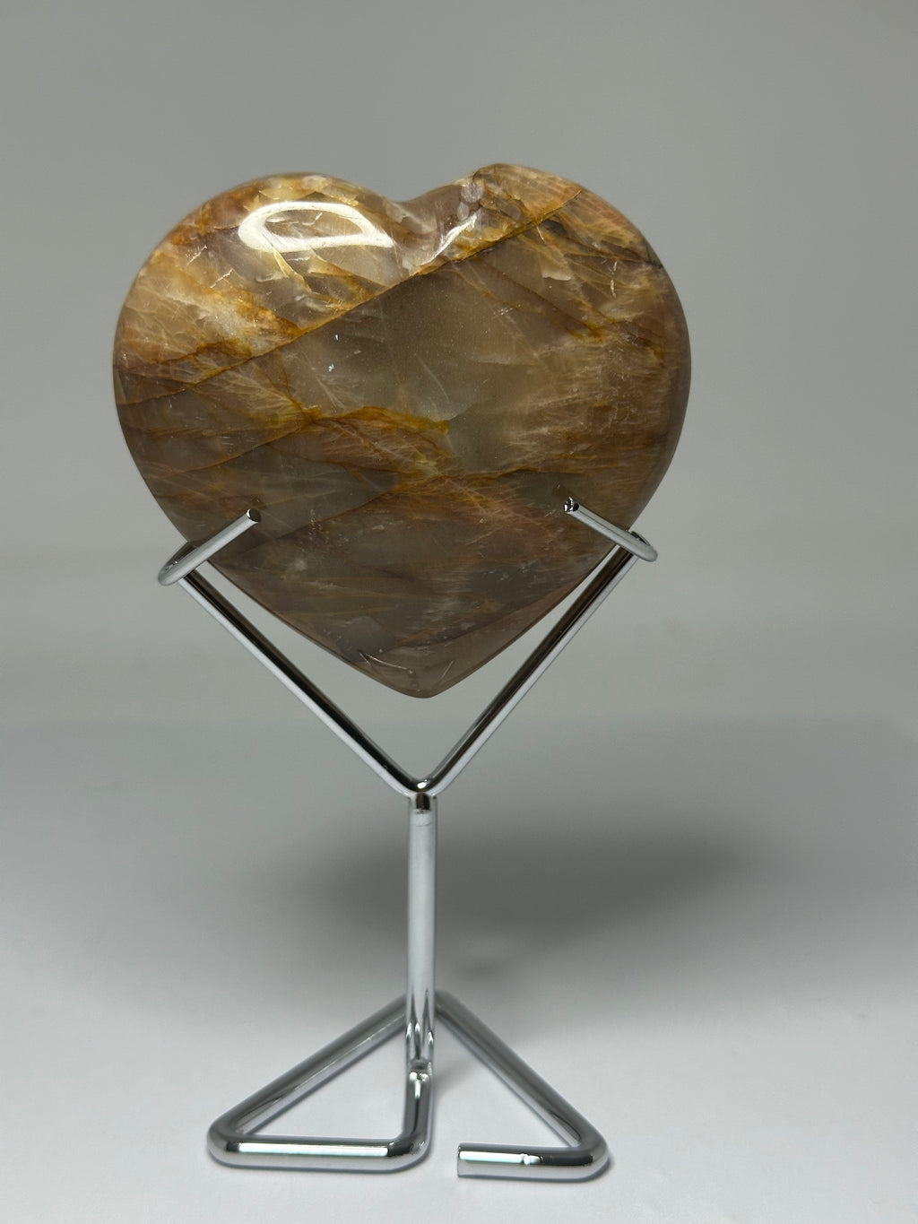 Peach Moonstone Heart on Stand – 225g