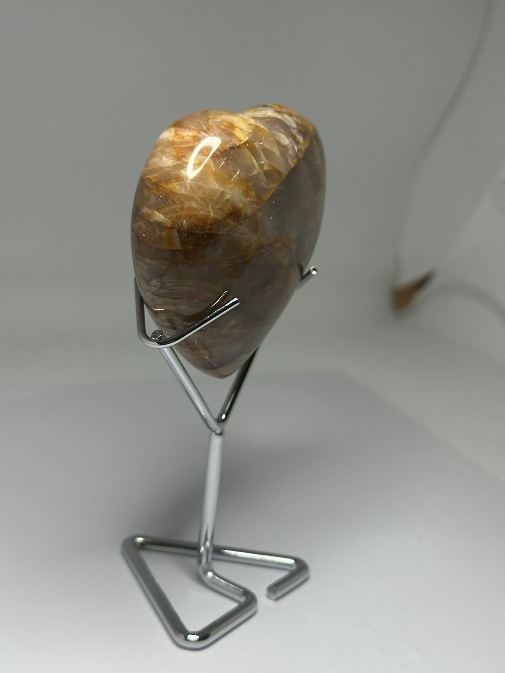 Peach Moonstone Heart on Stand – 225g