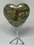 Dragon Blood Jasper Heart on Stand - 310g on stand