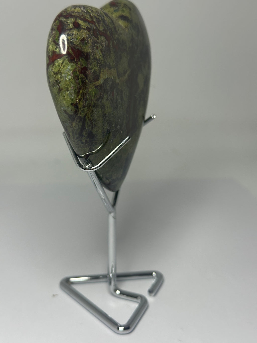 Dragon Blood Jasper Heart on Stand - 310g on stand