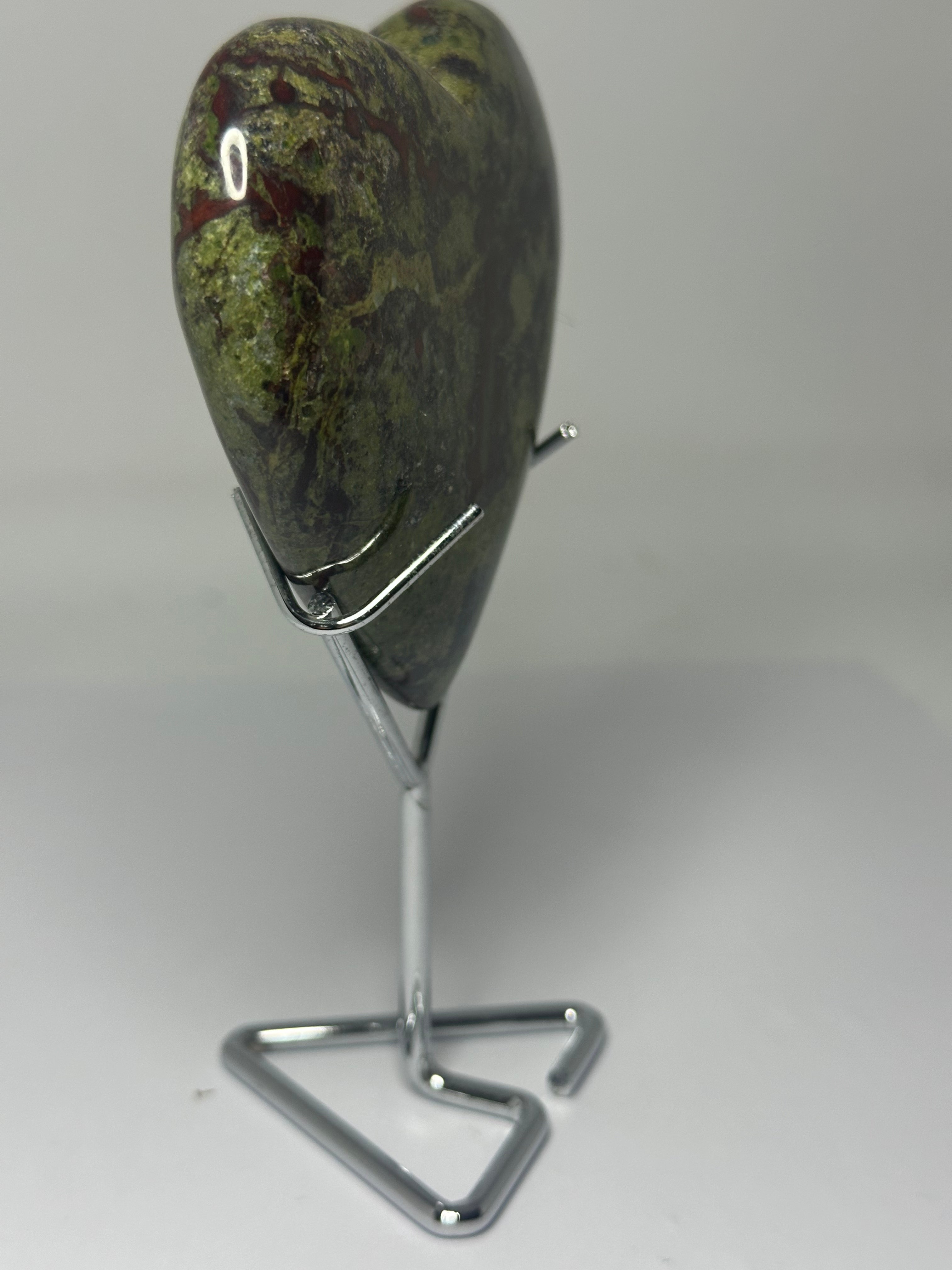 Dragon Blood Jasper Heart on Stand - 310g on stand