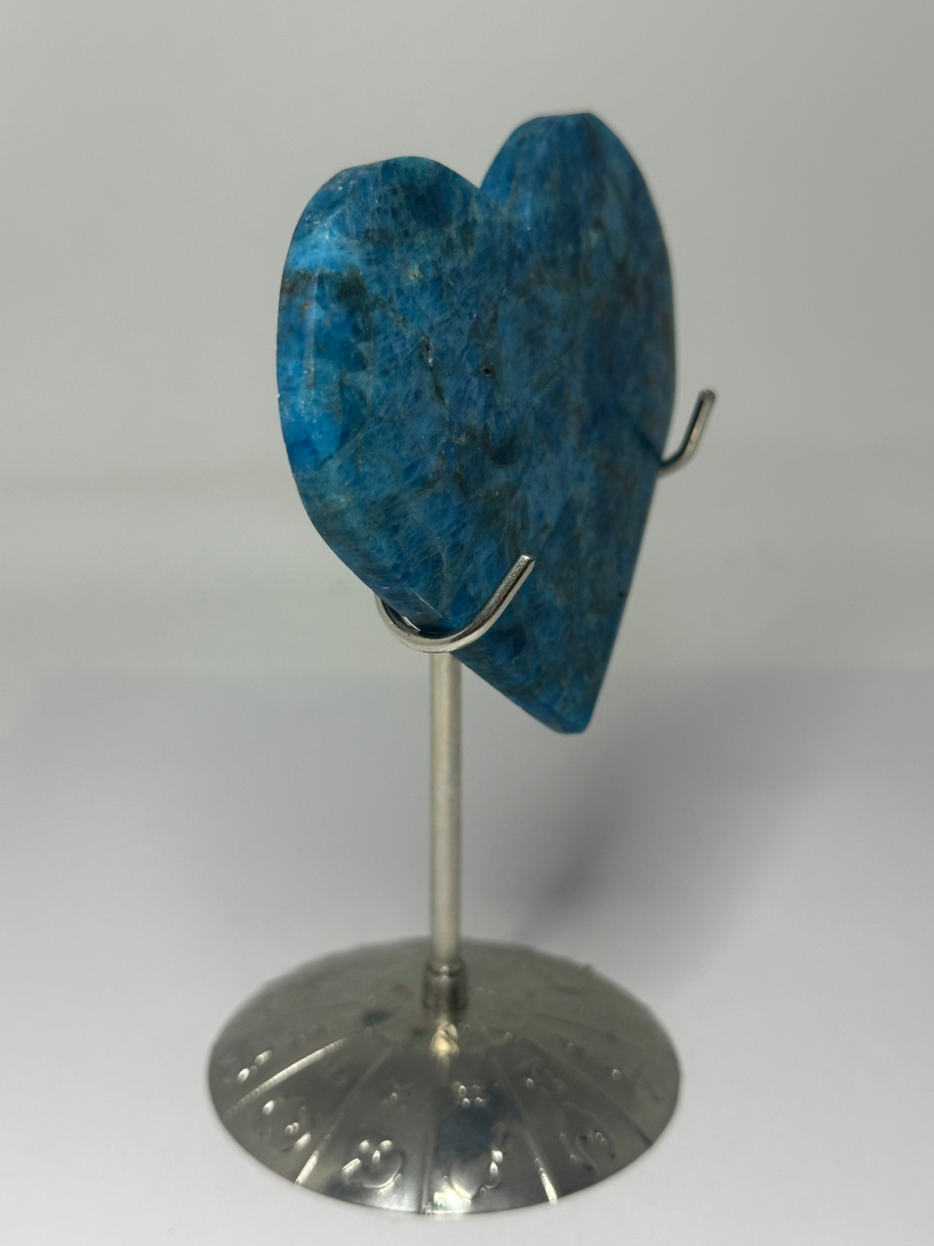 Blue Apatite Heart on Stand – 160g