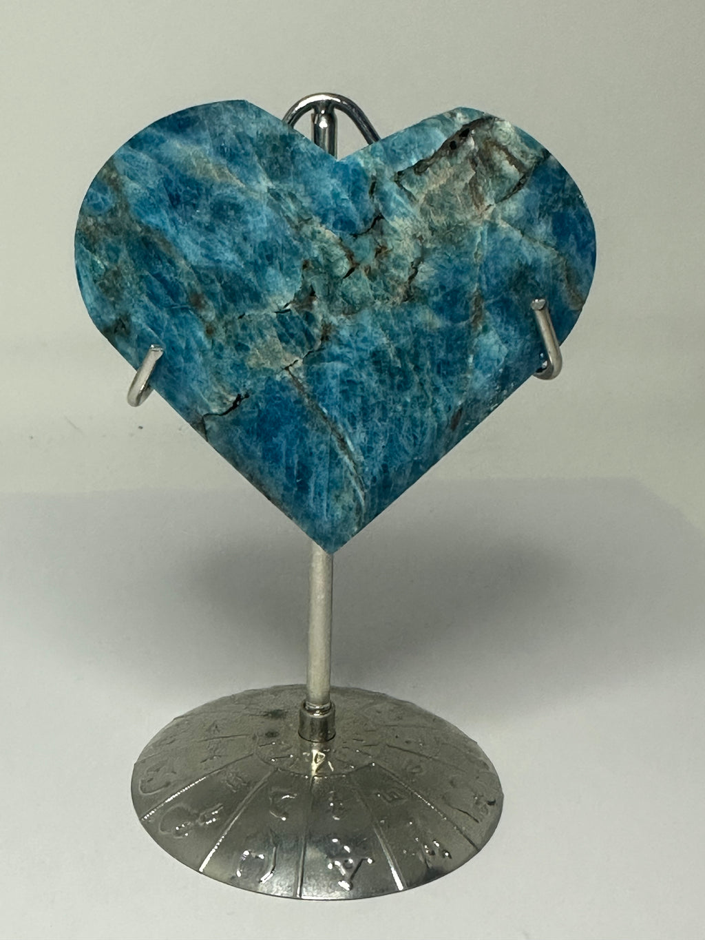 Blue Apatite Heart on Stand – 196g
