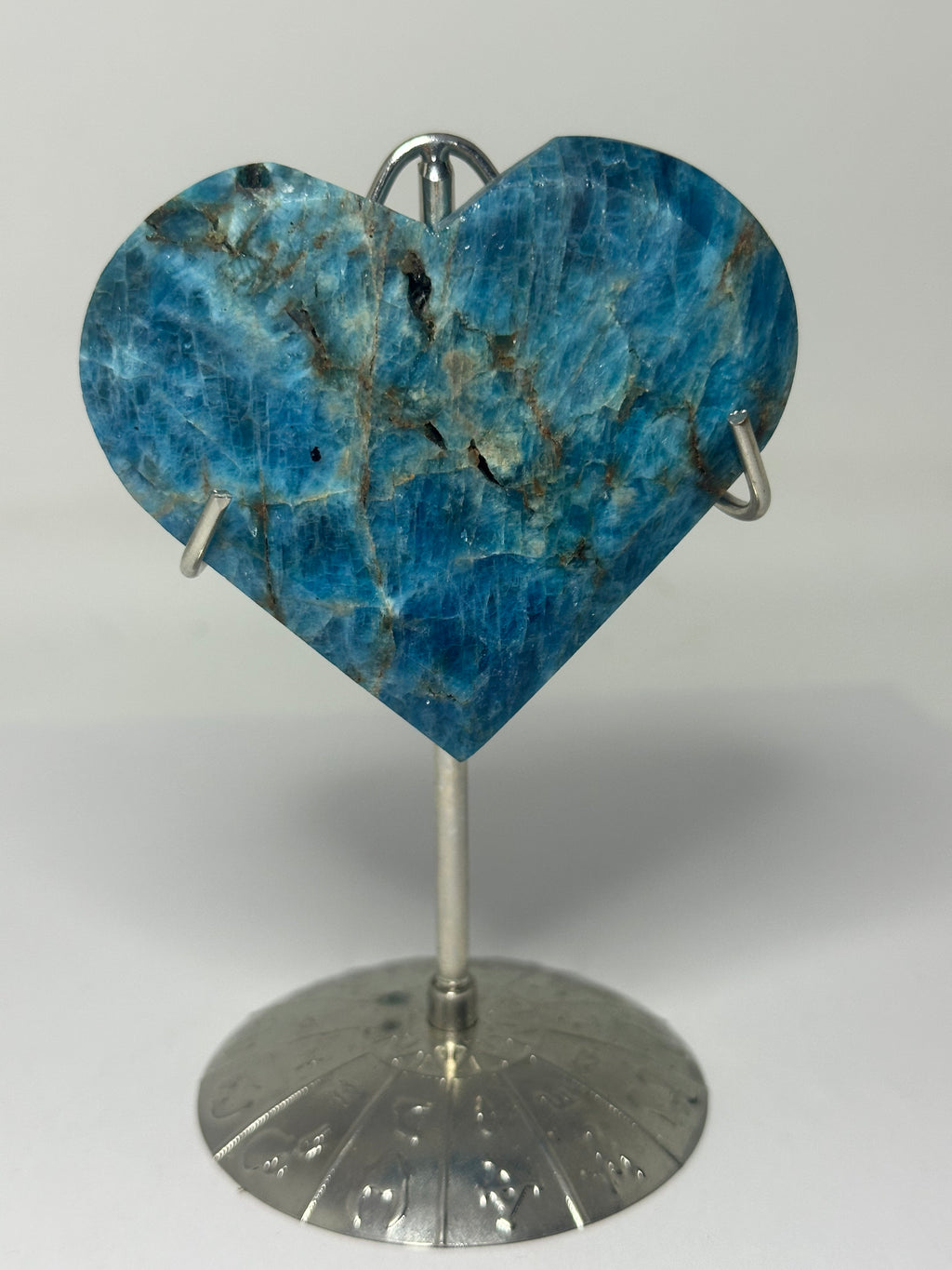Blue Apatite Heart on Stand – 196g