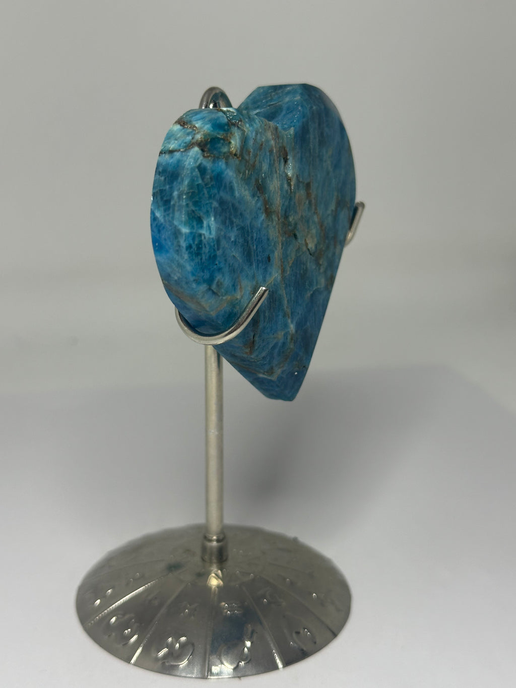 Blue Apatite Heart on Stand – 196g