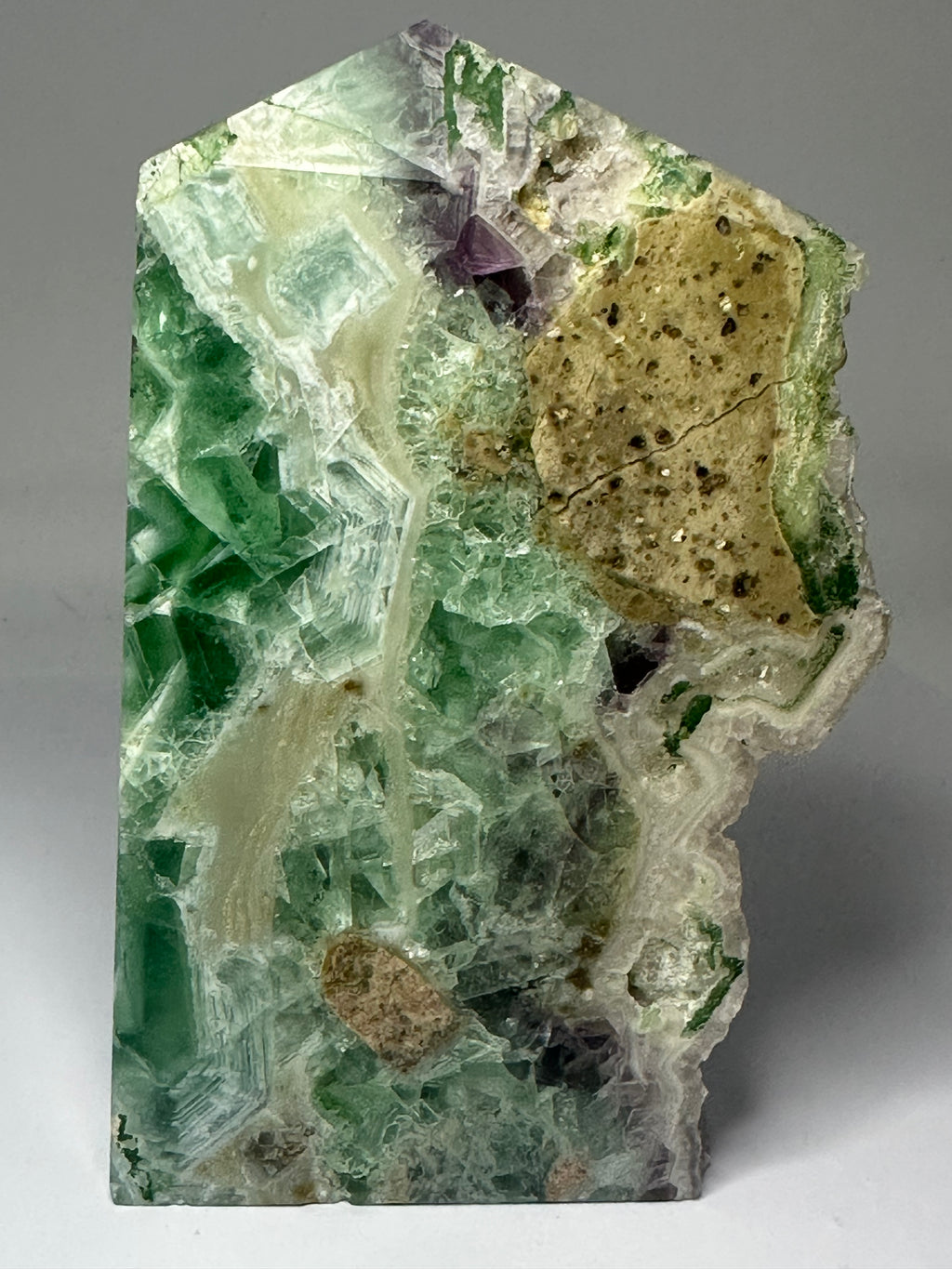 Fluorite Tower with Raw Sparkling Edge – 365g