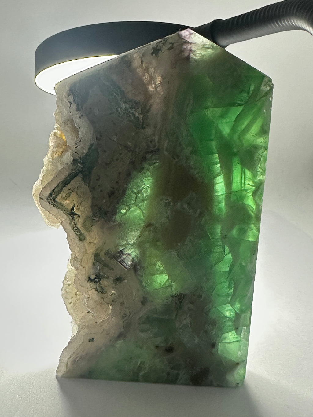 Fluorite Tower with Raw Sparkling Edge – 365g
