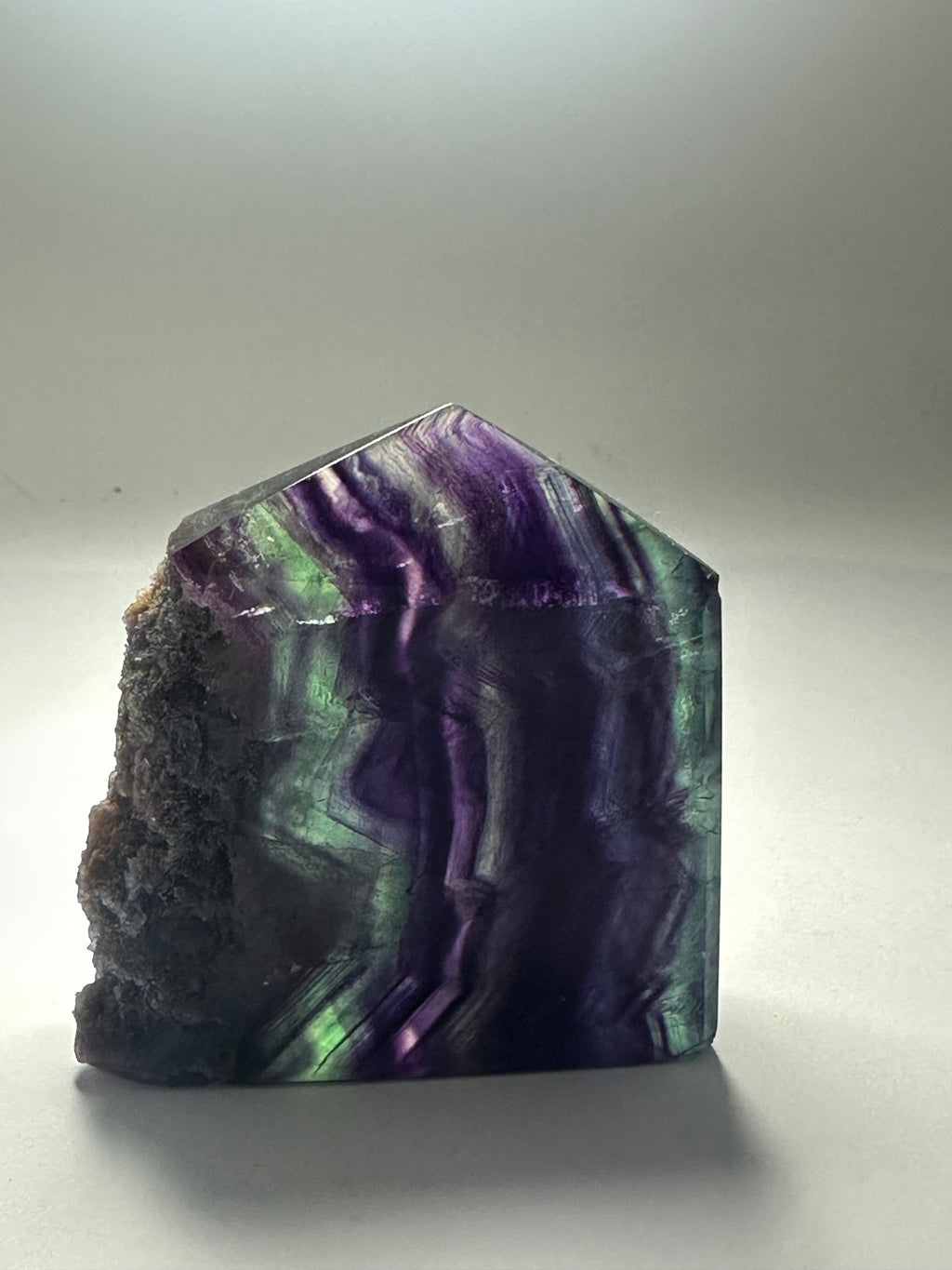 Transparent Fluorite Tower with Raw Edge – 163g