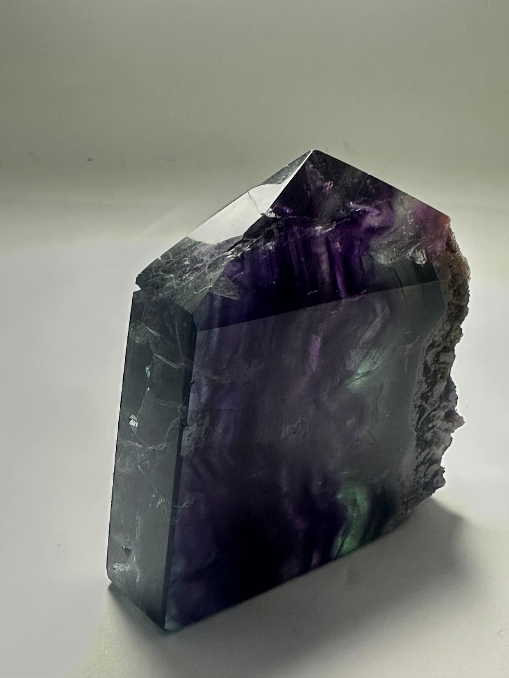 Transparent Fluorite Tower with Raw Edge – 163g