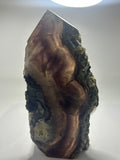 Transparent Fluorite Tower with Raw Edges & Pyrite Inclusions – 916g