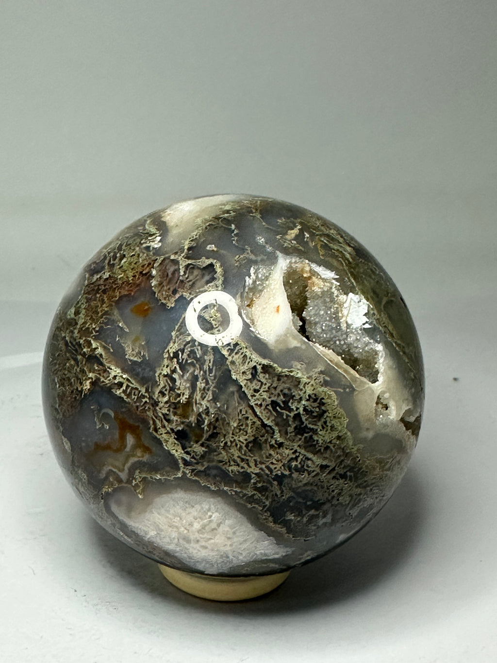 Moss Agate Sphere with Druzy – 602g