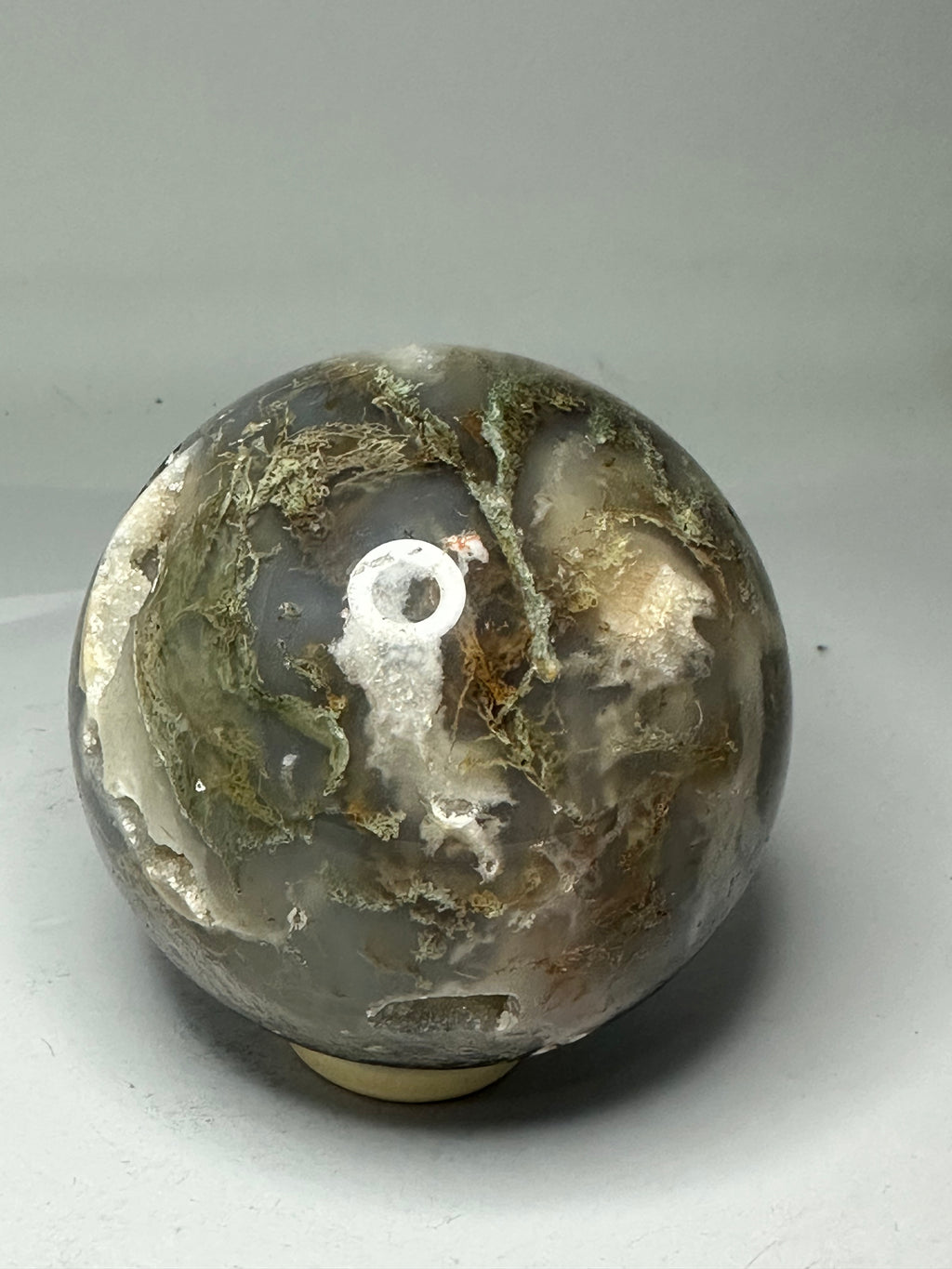 Moss Agate Sphere with Druzy – 602g