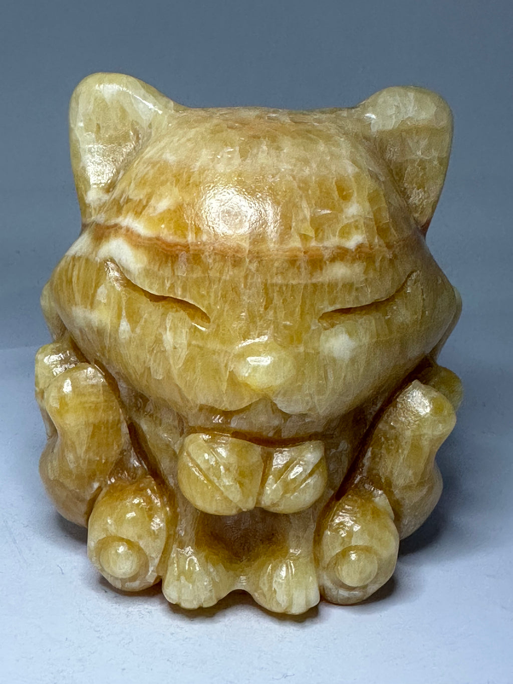Orange Calcite Nine-Tailed Fox Carving – 790g