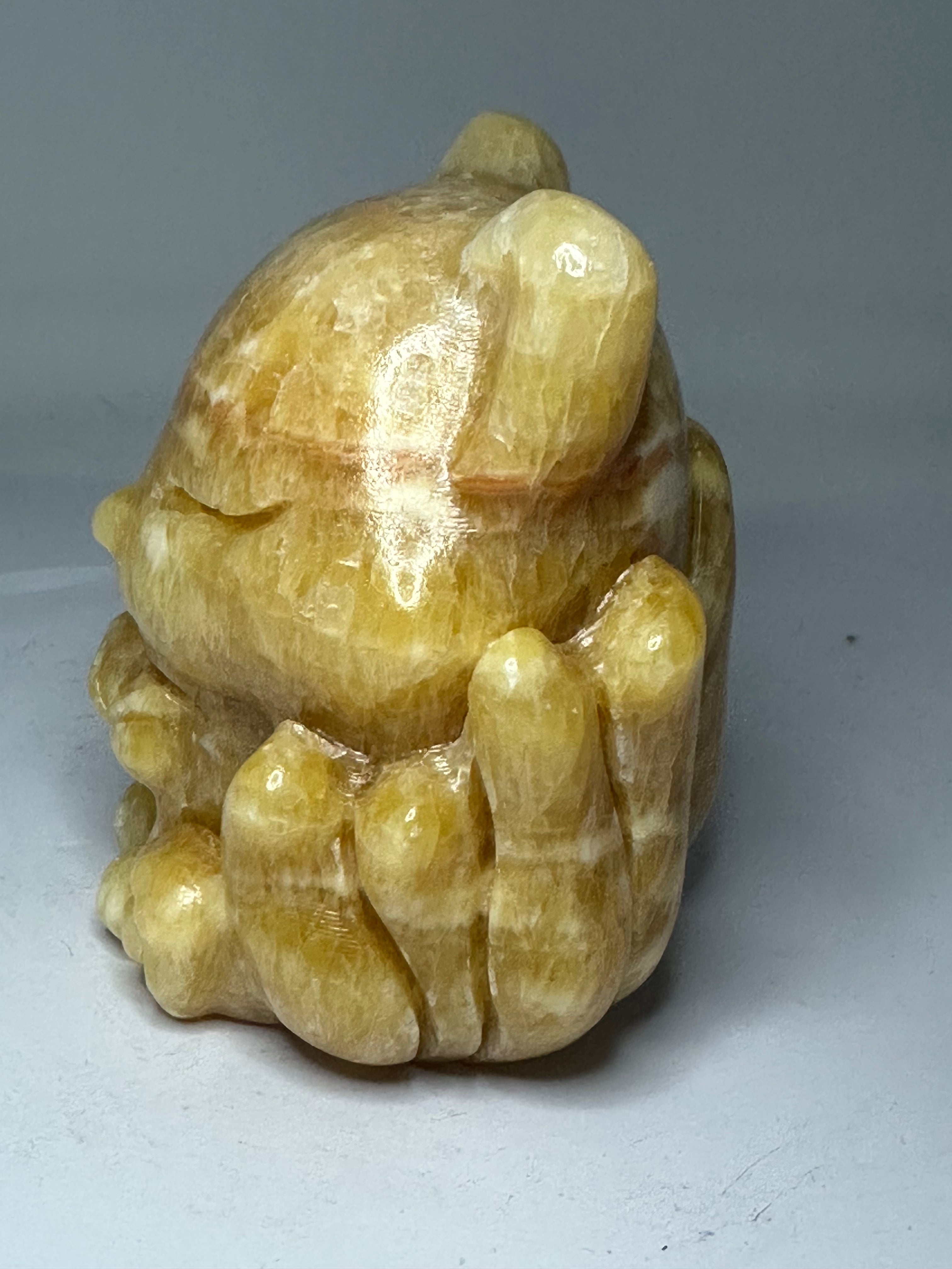 Orange Calcite Nine-Tailed Fox Carving – 790g