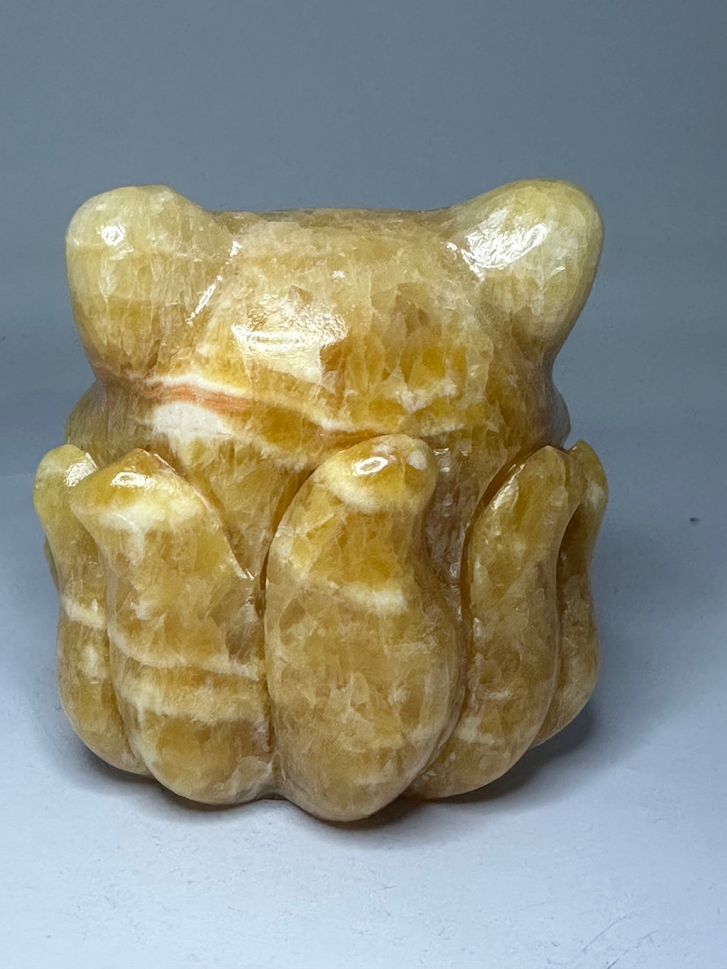 Orange Calcite Nine-Tailed Fox Carving – 790g