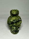 Green Jade Skull & Snake Carving – 315g