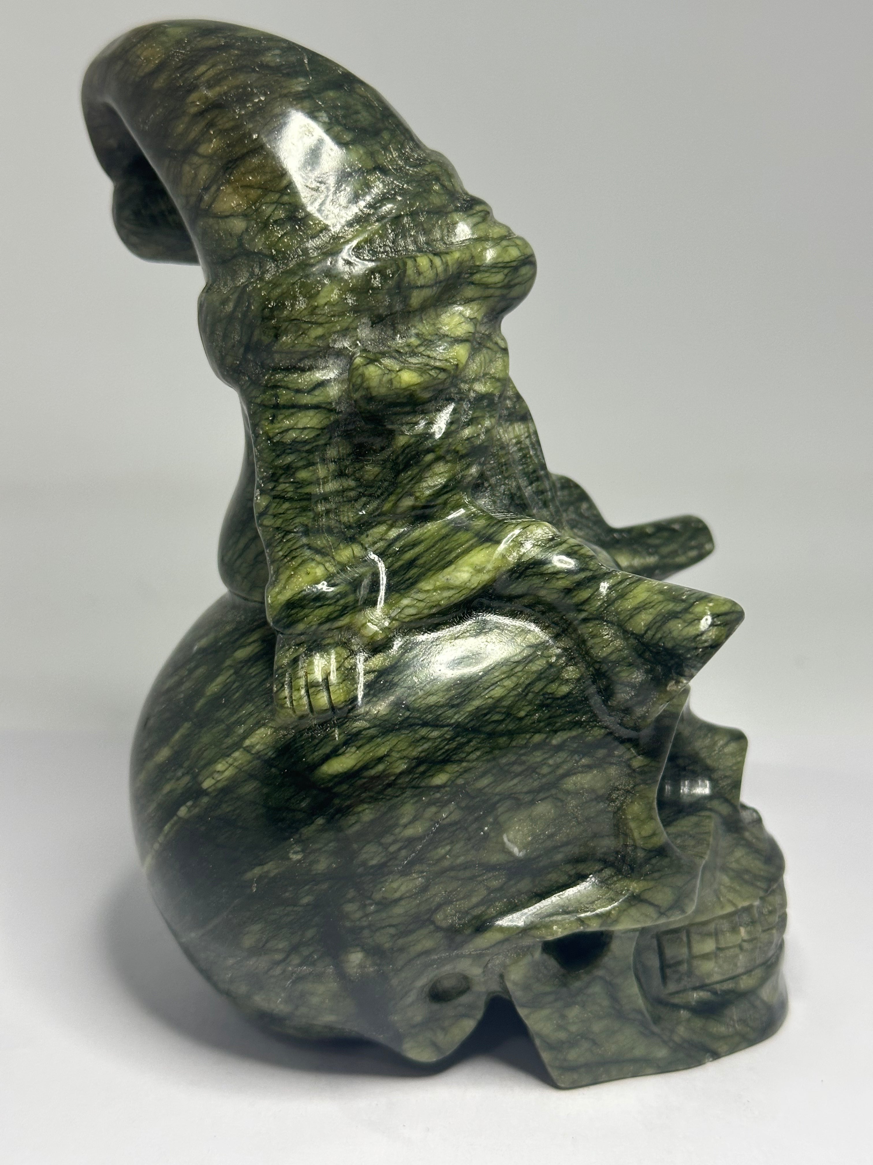 Green Jade Skull Gnome Carving – 1kg