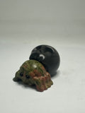 Unakite Spider with Silver Obsidian Skull Body – 93g
