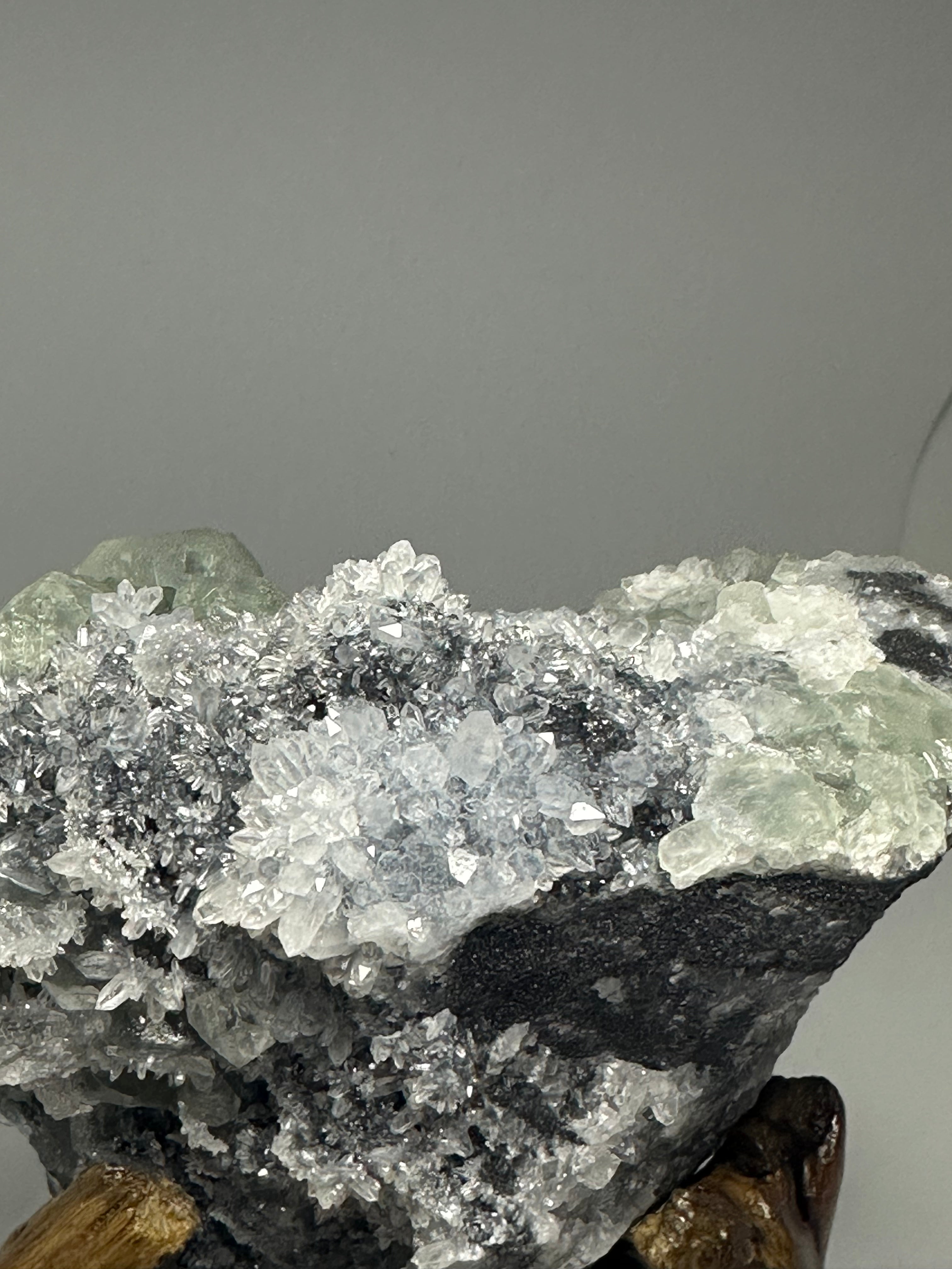 Natural fluorite specimen on a custom stand, 1.08kg, shown from another angle