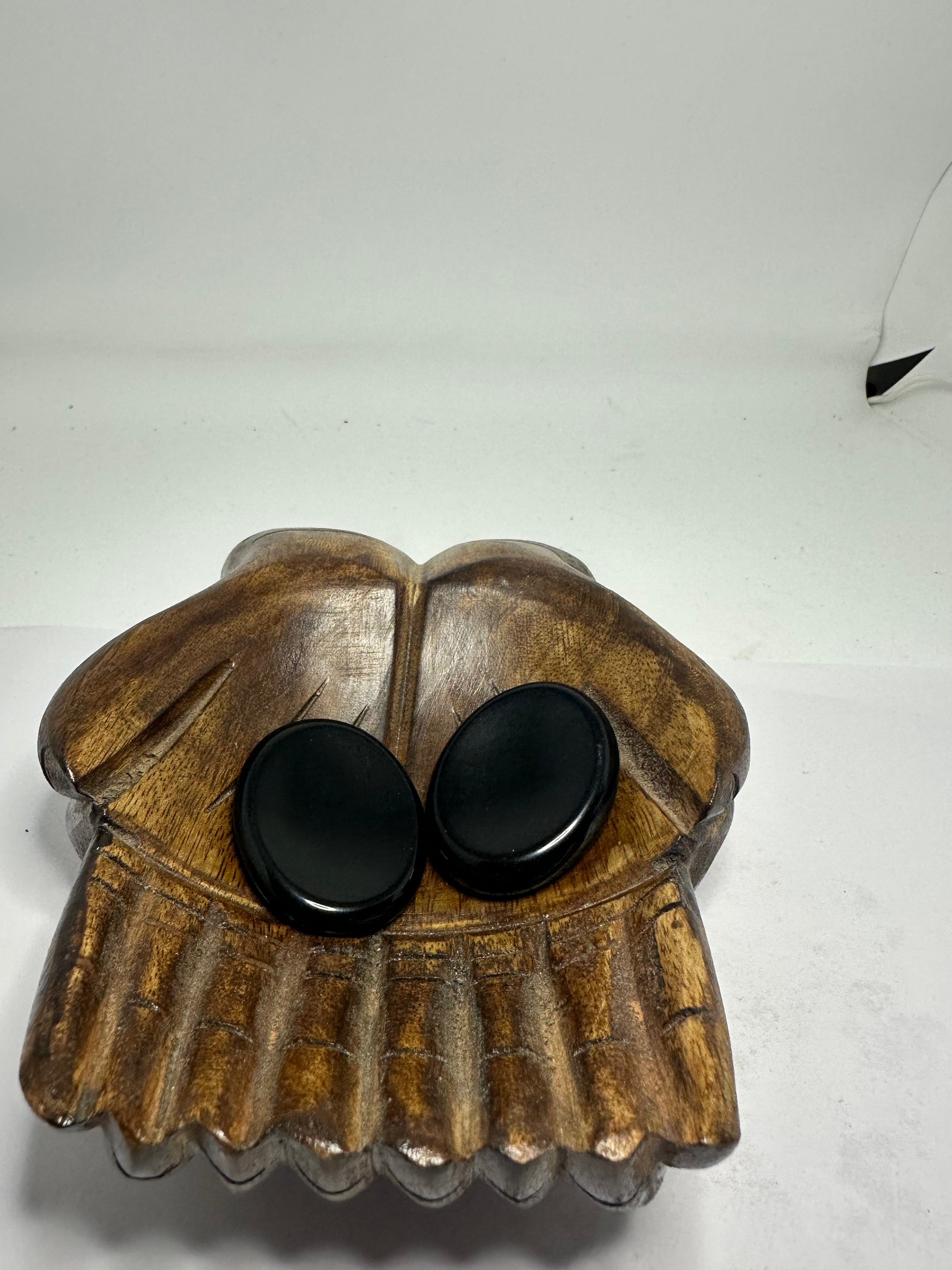 Polished black obsidian worry stone, 22g, shown from another angle