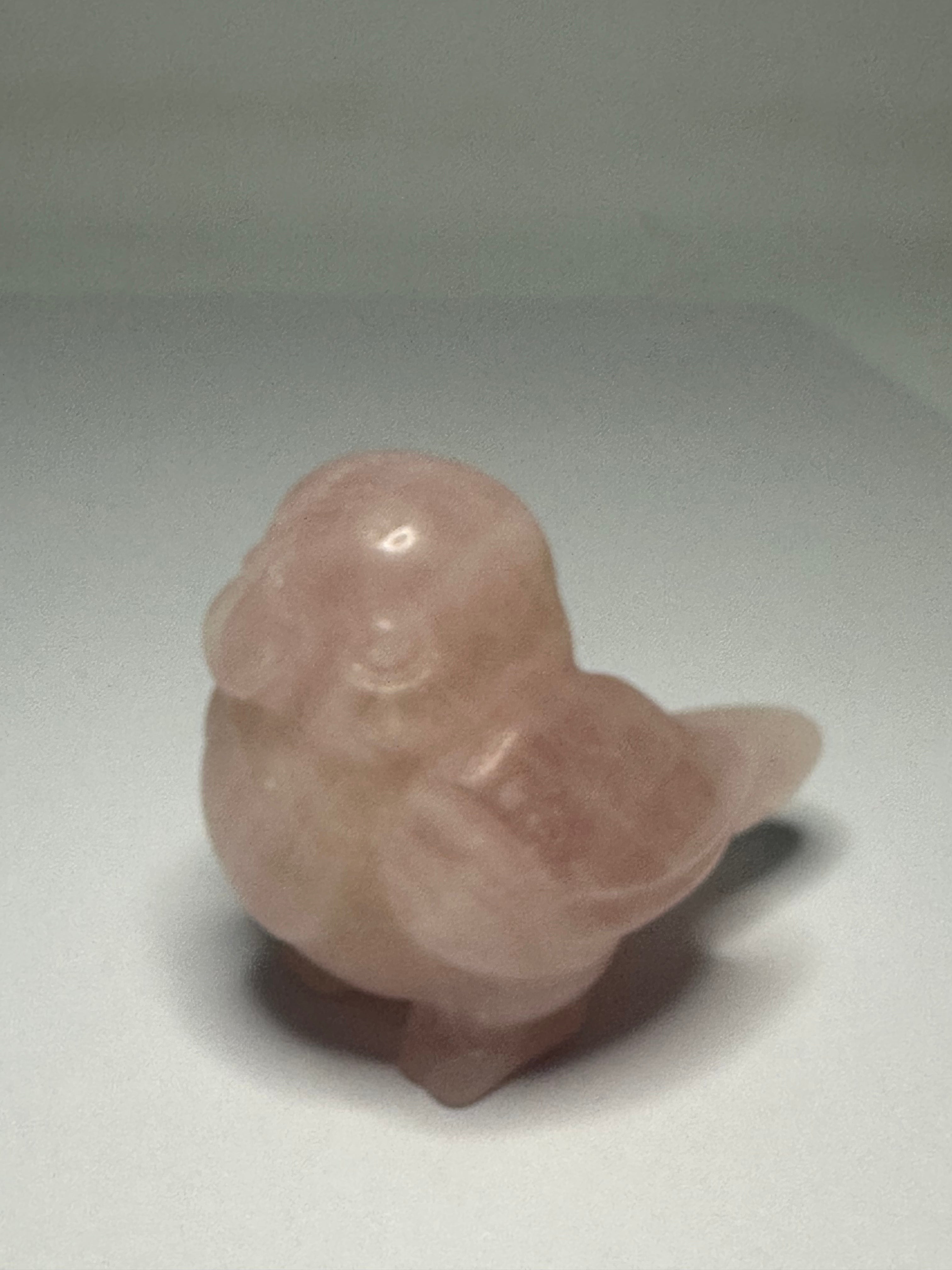 Carved rose quartz parrot carving, 73g