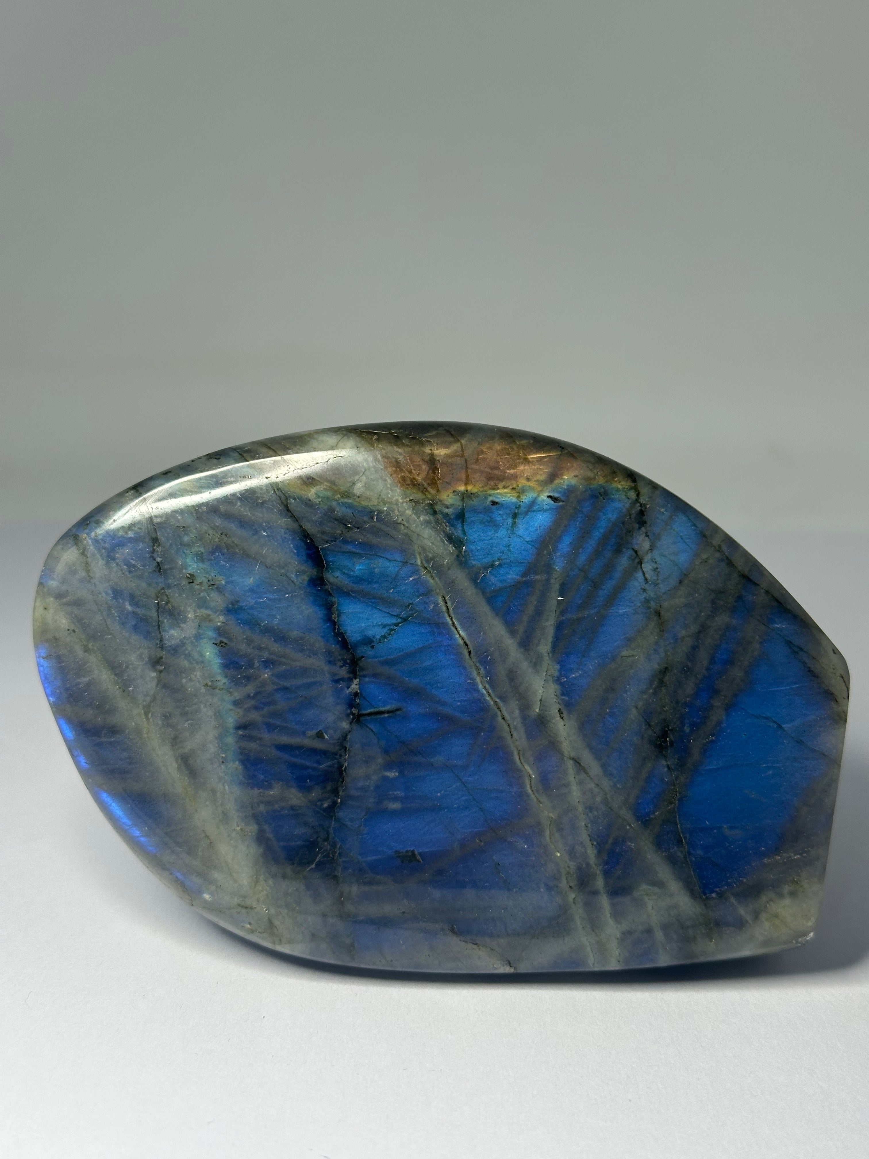 Polished labradorite freeform, 409g, shown from another angle