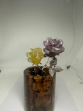 Double Fluorite Rose with Silver Metal Stem – 115g