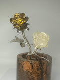 Double Rose with Silver Metal Stem – Tiger’s Eye & Golden Healer – 100g