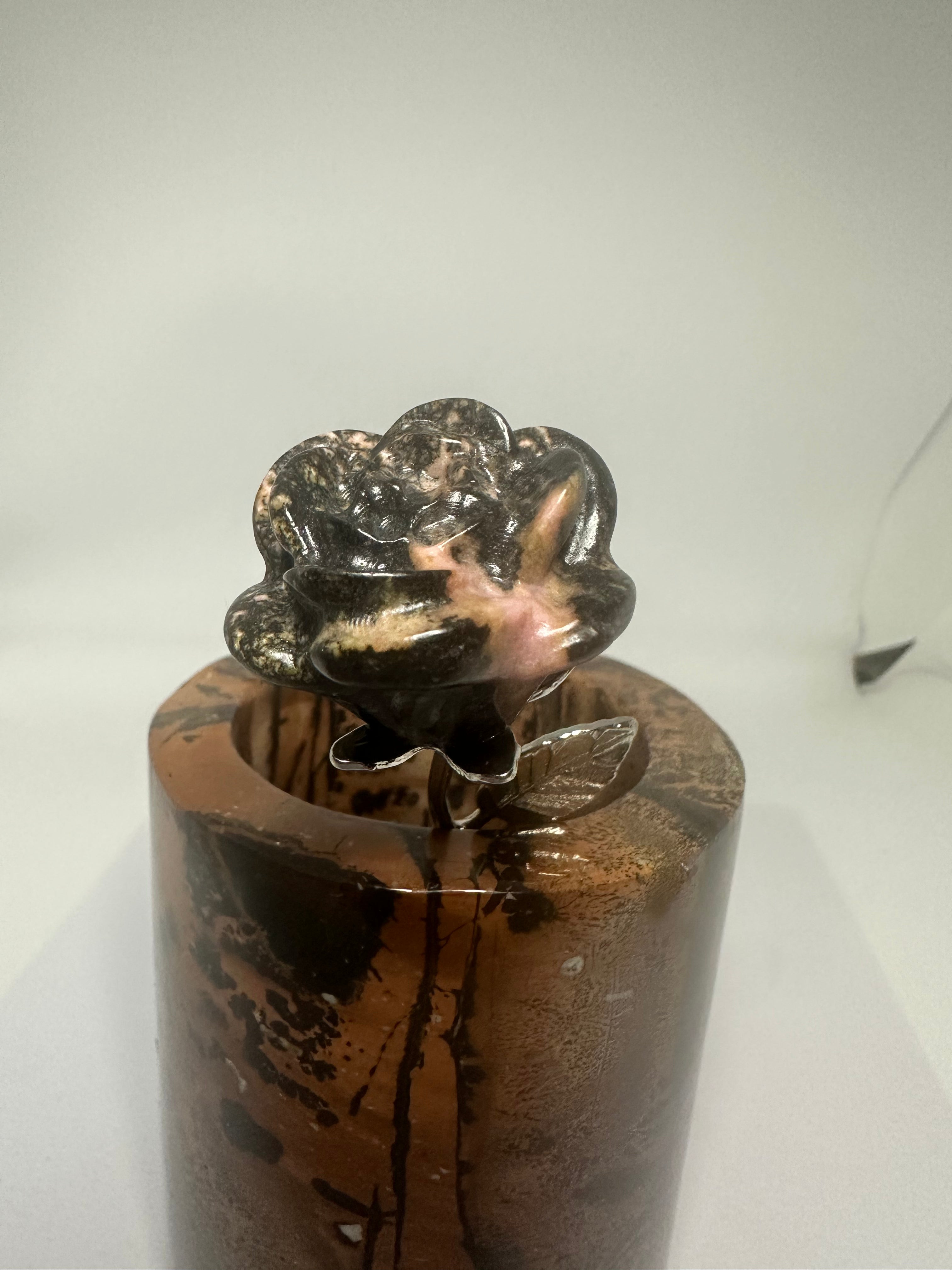 Rhodonite Rose with Silver Metal Stem – 44g