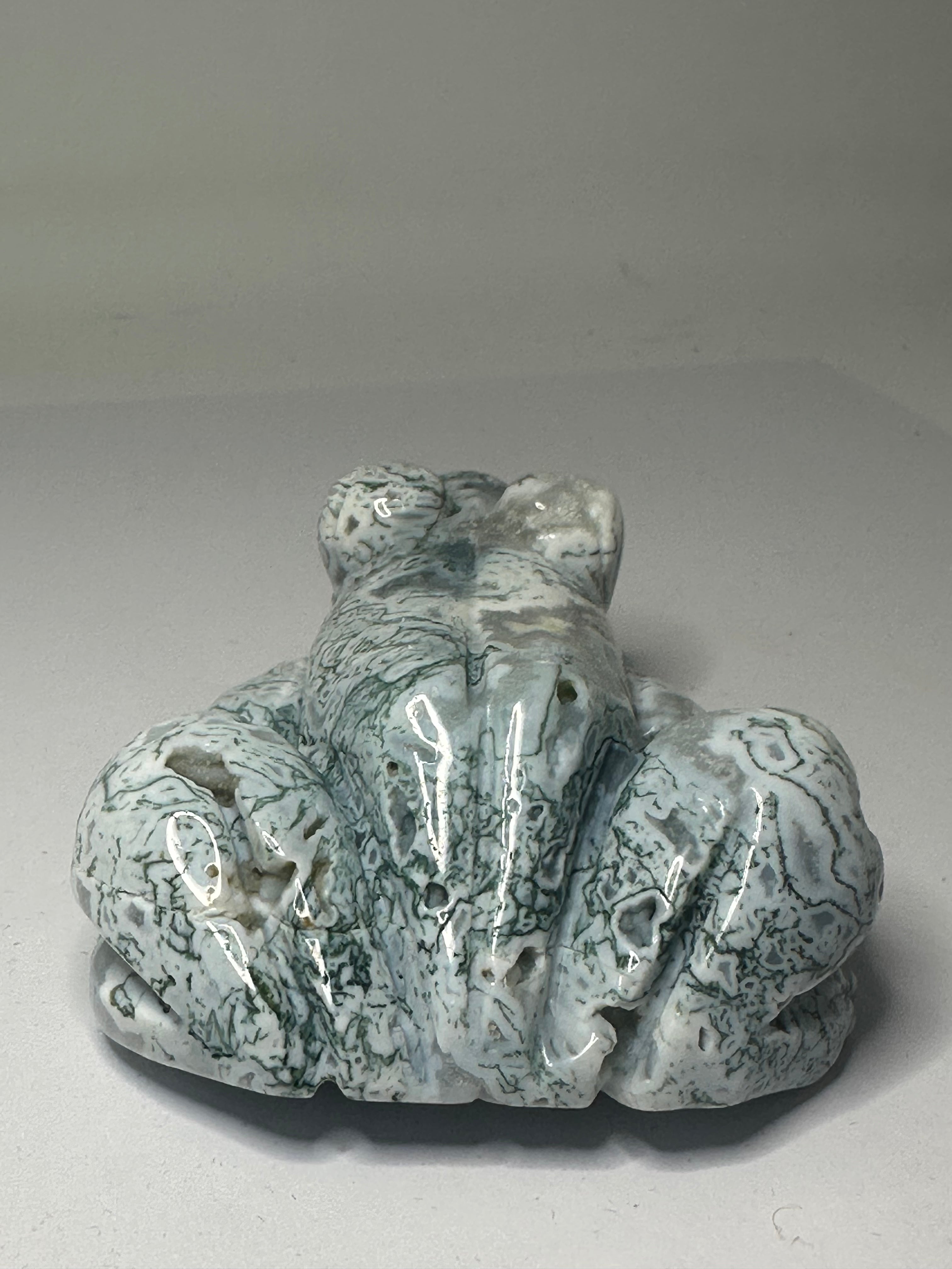 Moss Agate Frog Carving – 256g