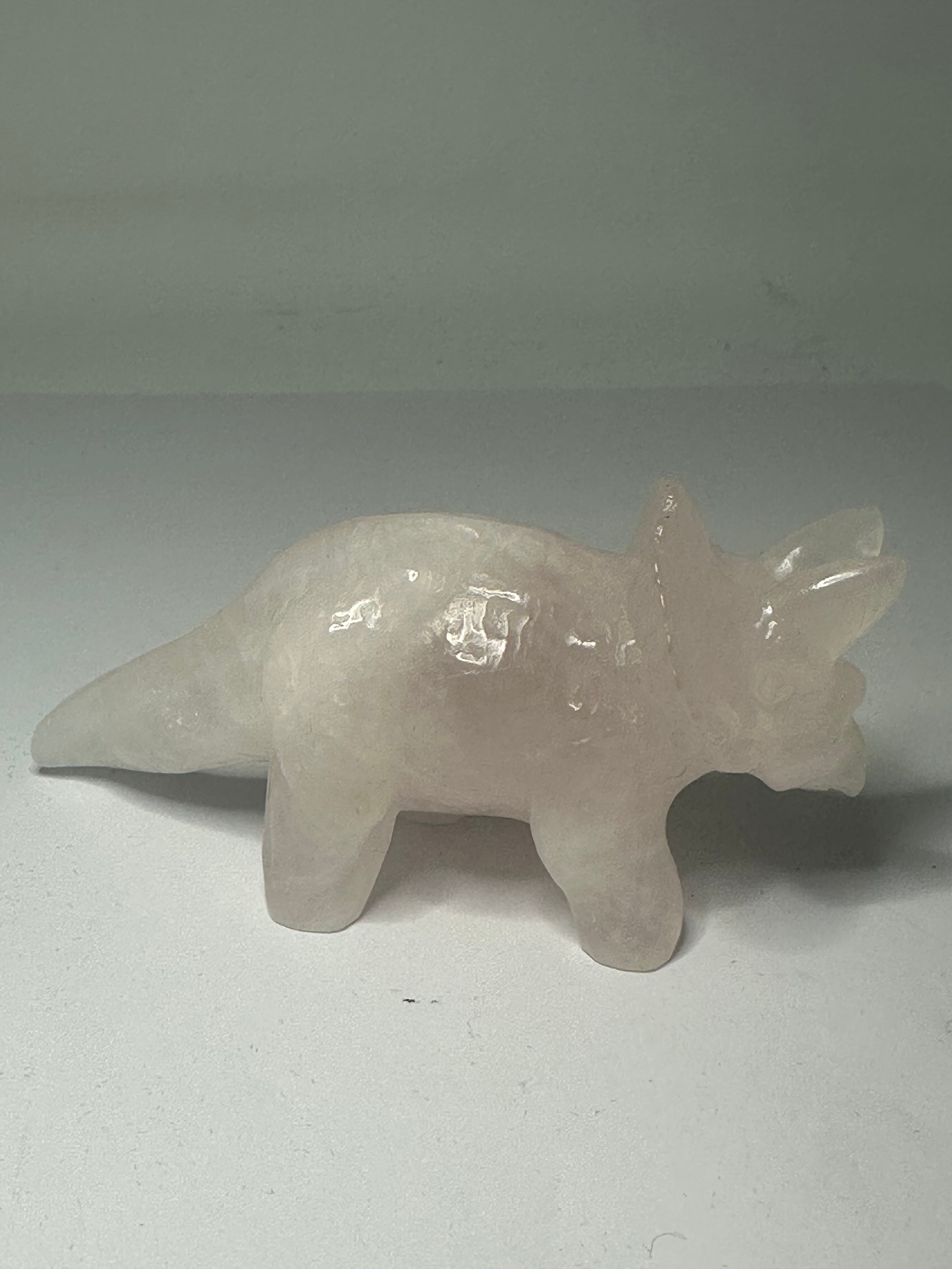Rose Quartz Triceratops Carving – 138g