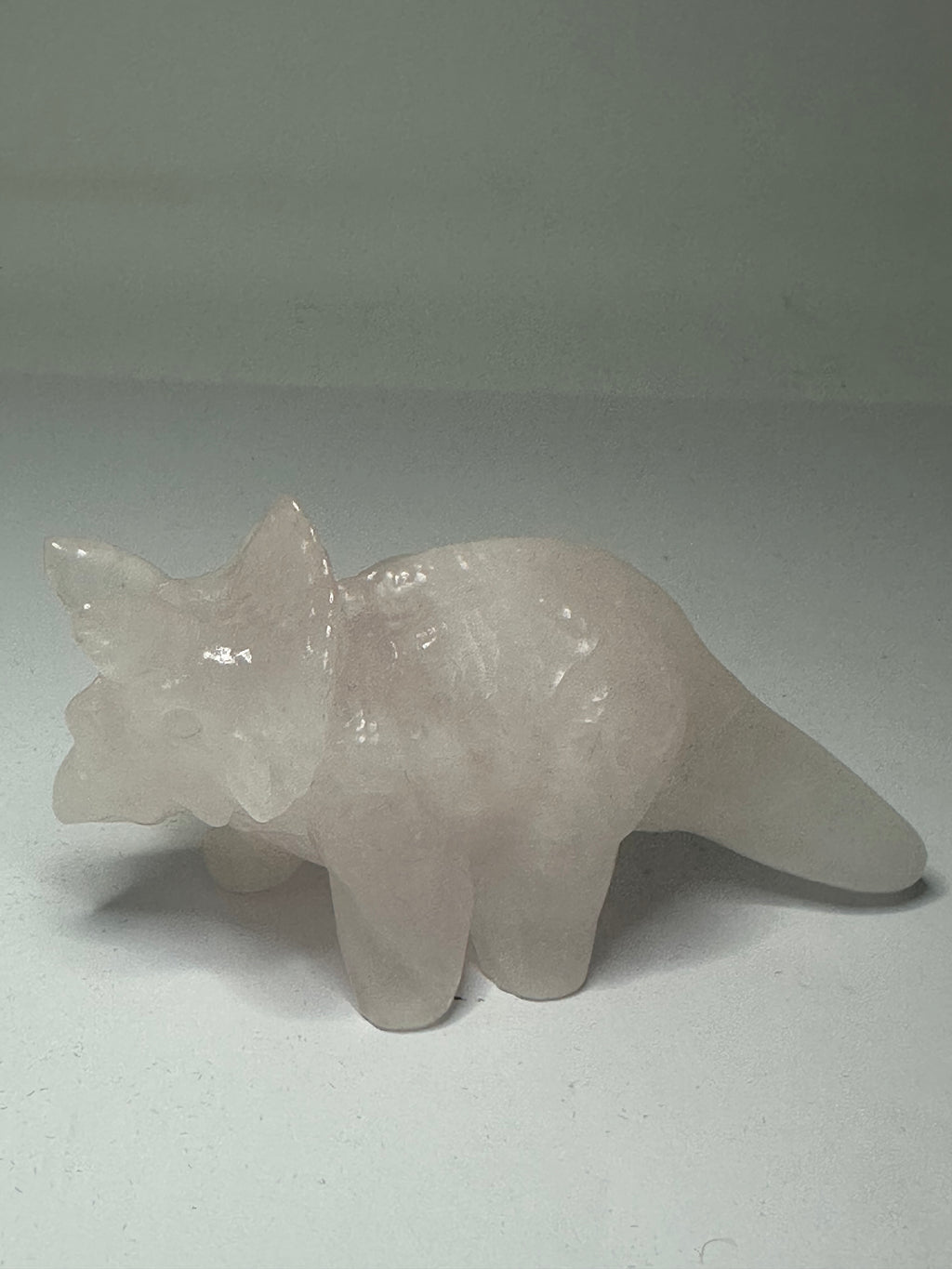 Rose Quartz Triceratops Carving – 138g