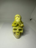 Lemon Jade Octopus on Skull Carving – 600g