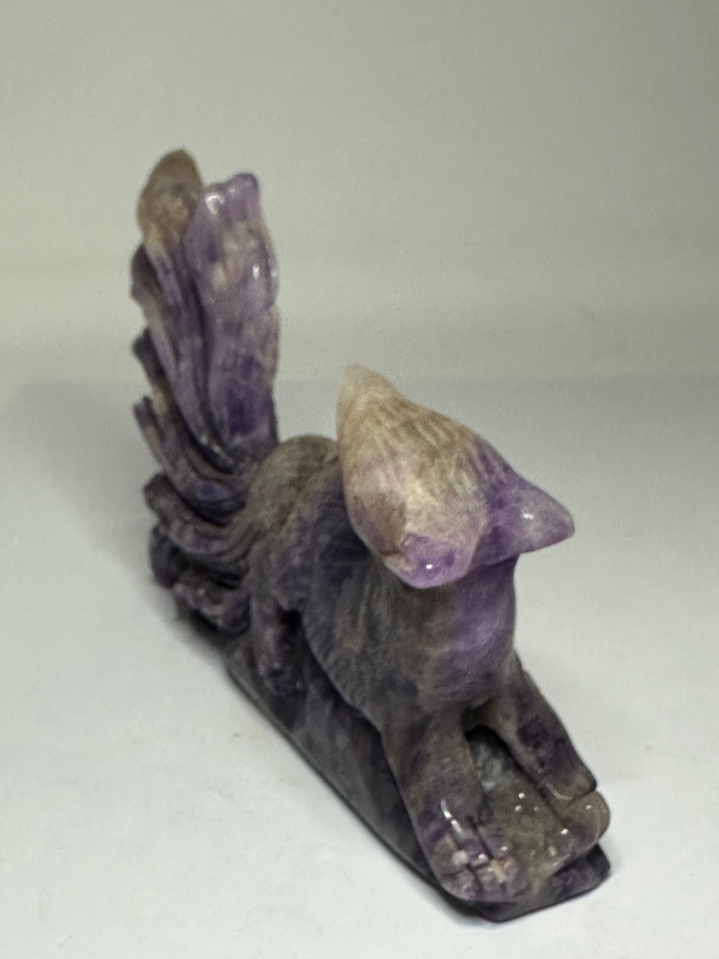 Amethyst Nine-Tailed Fox Carving – 260g