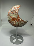 Money Agate Moon with Custom Stand – 322g