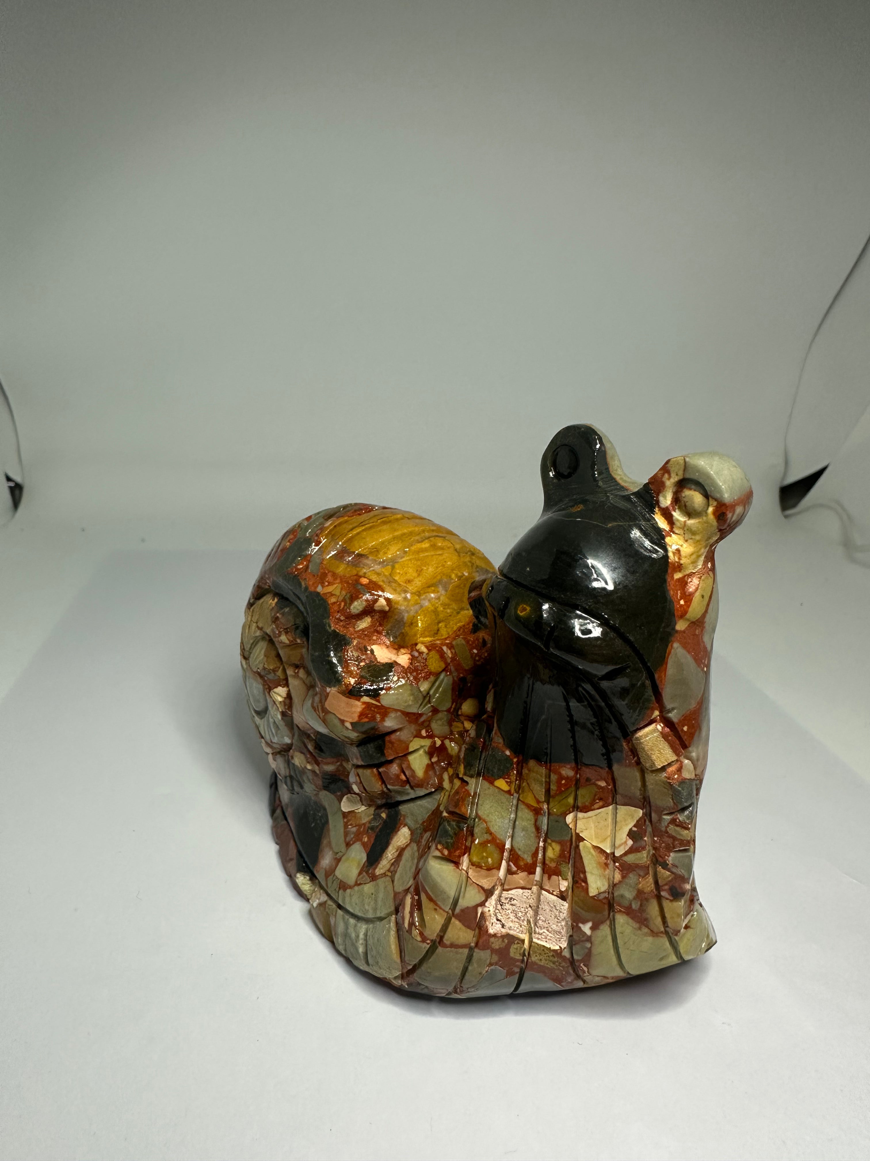 Longken Jade Snail & Skull Carving – 586g