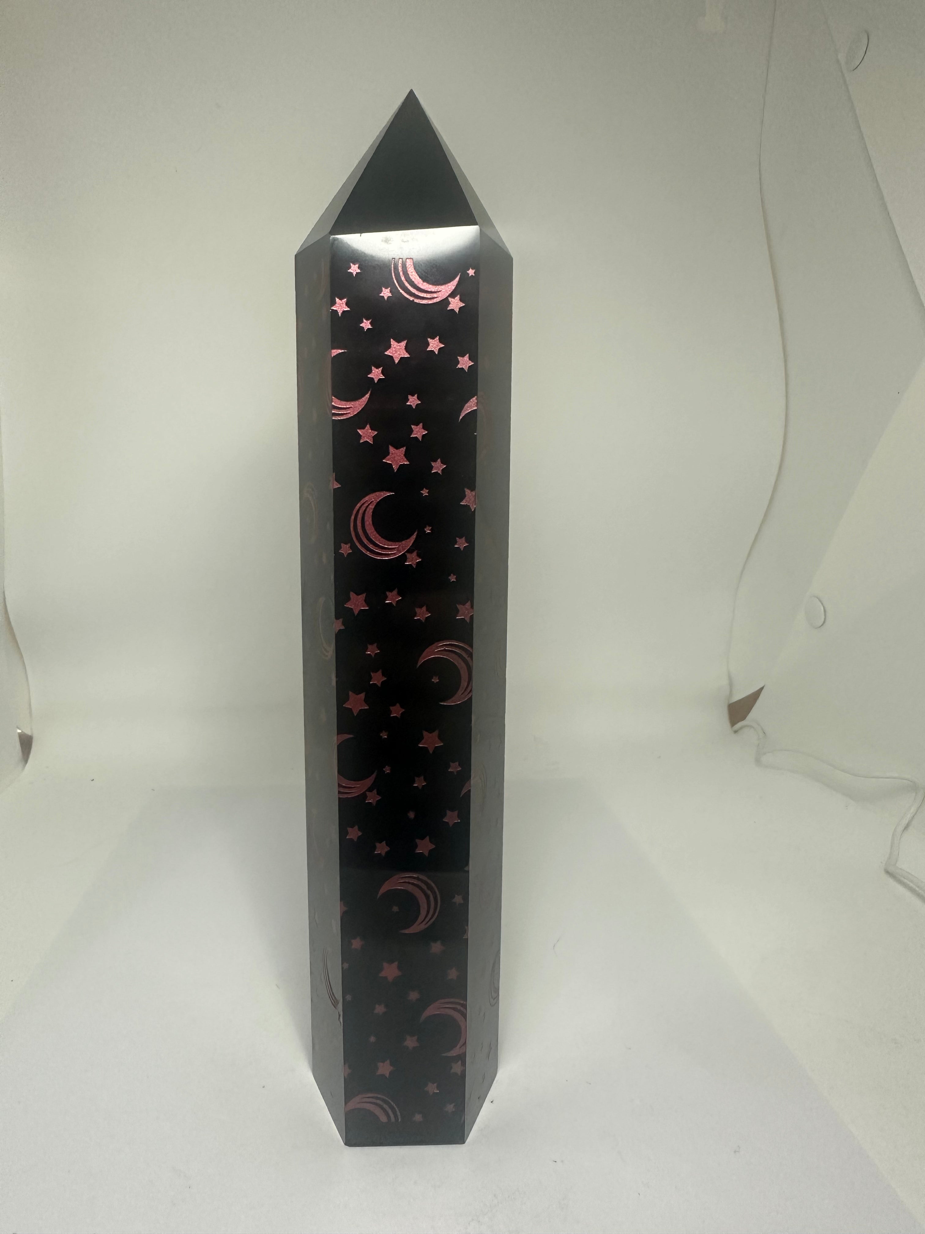 Black Obsidian Tower with Moon Design – 255mm - 881g