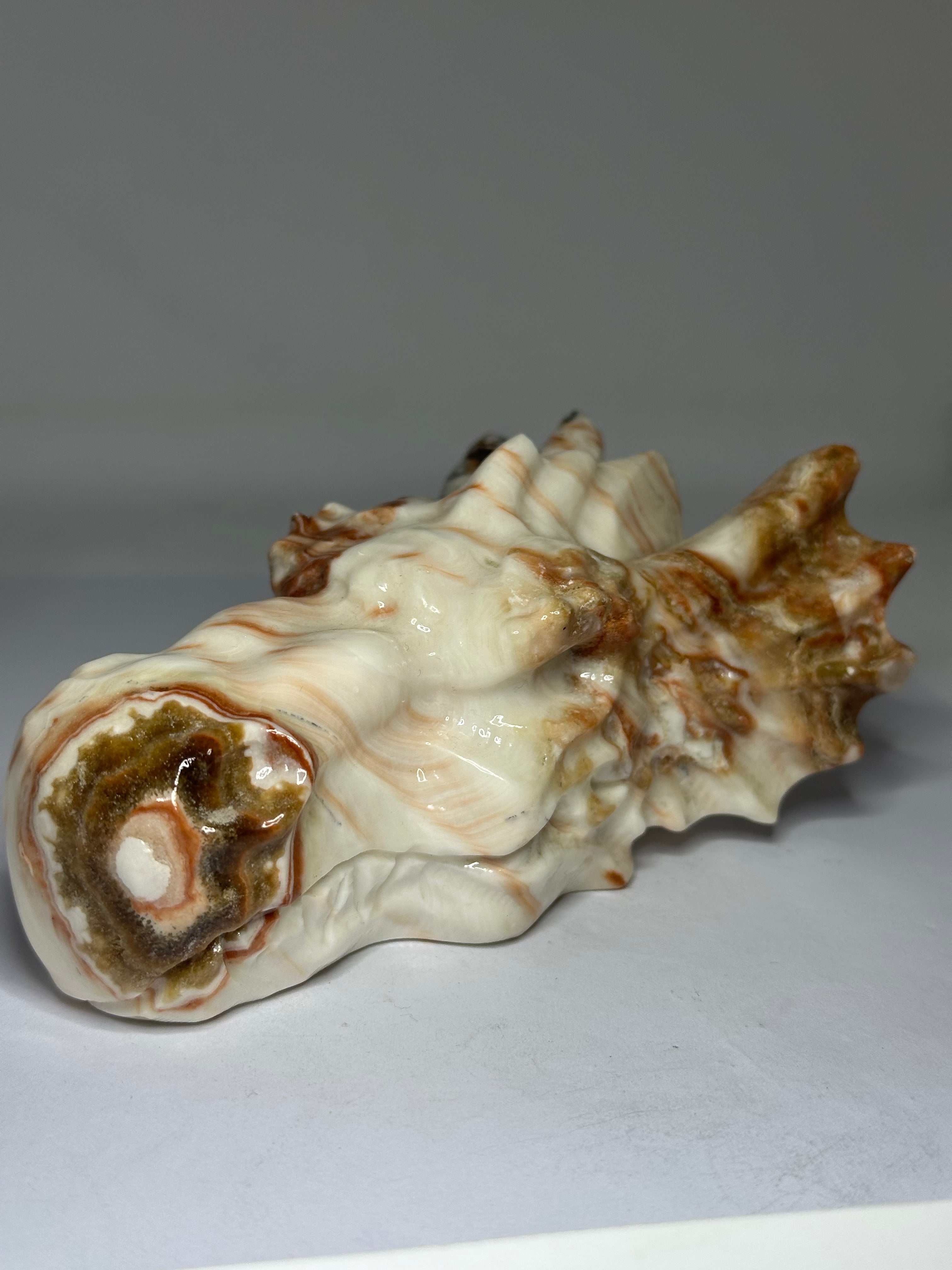 Amber Calcite Dragon Head Carving – 858g