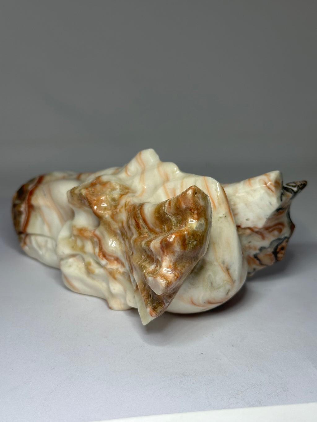 Amber Calcite Dragon Head Carving – 858g