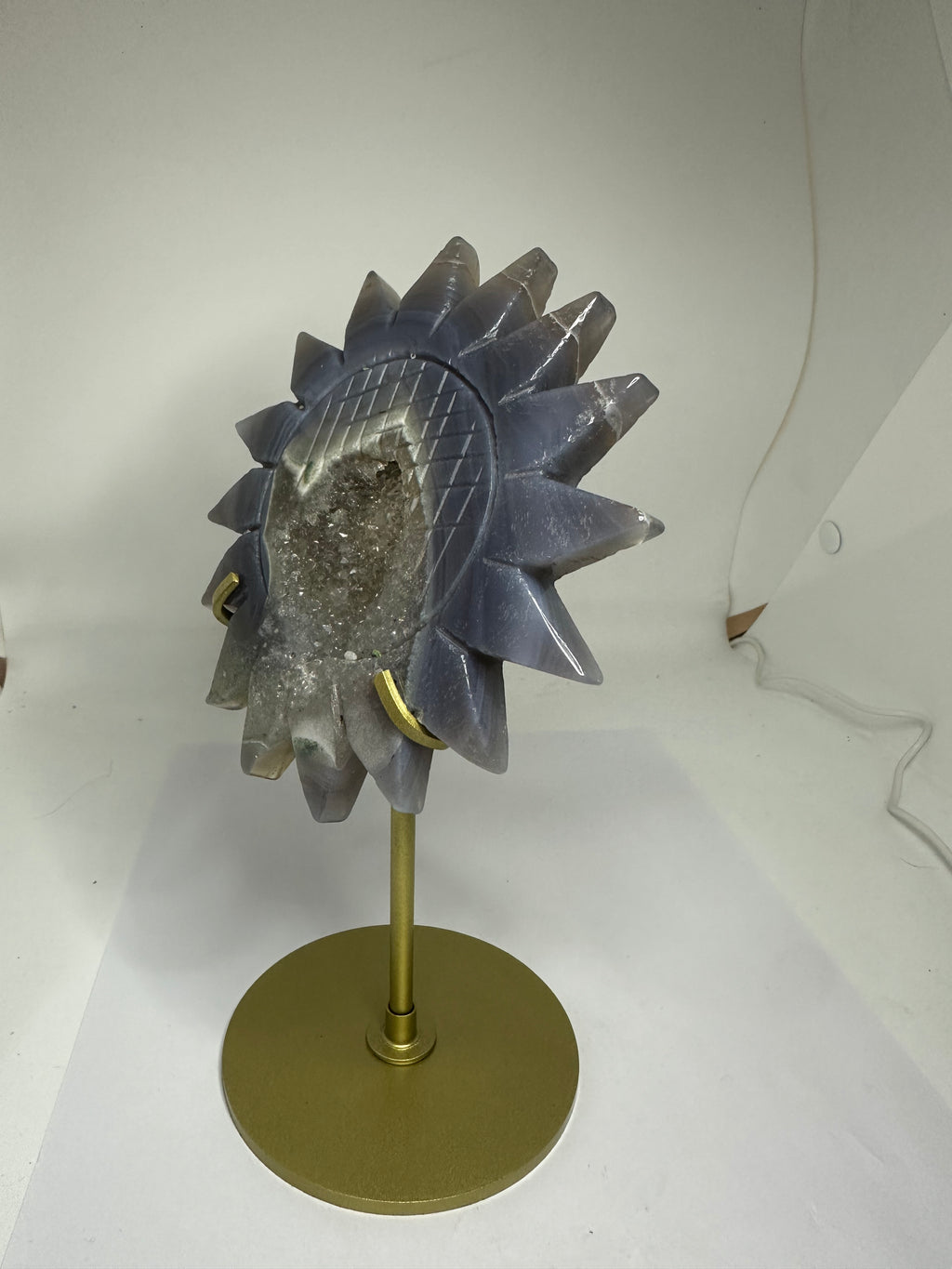 Agate Druzy Flower on Gold Custom Stand – 450g