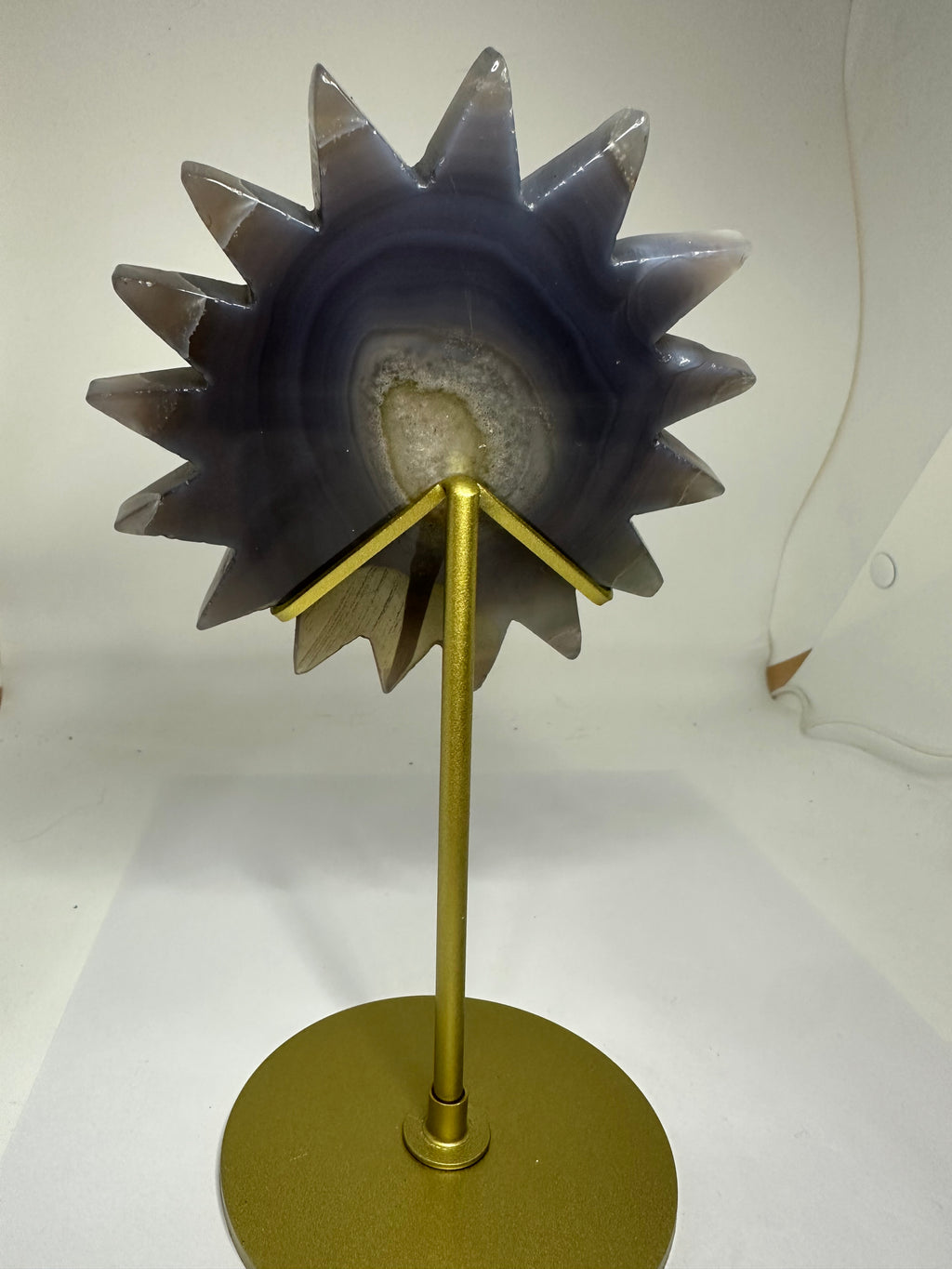 Agate Druzy Flower on Gold Custom Stand – 450g