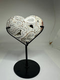 Mexican Agate Heart with Druzy on Custom Stand – 569g