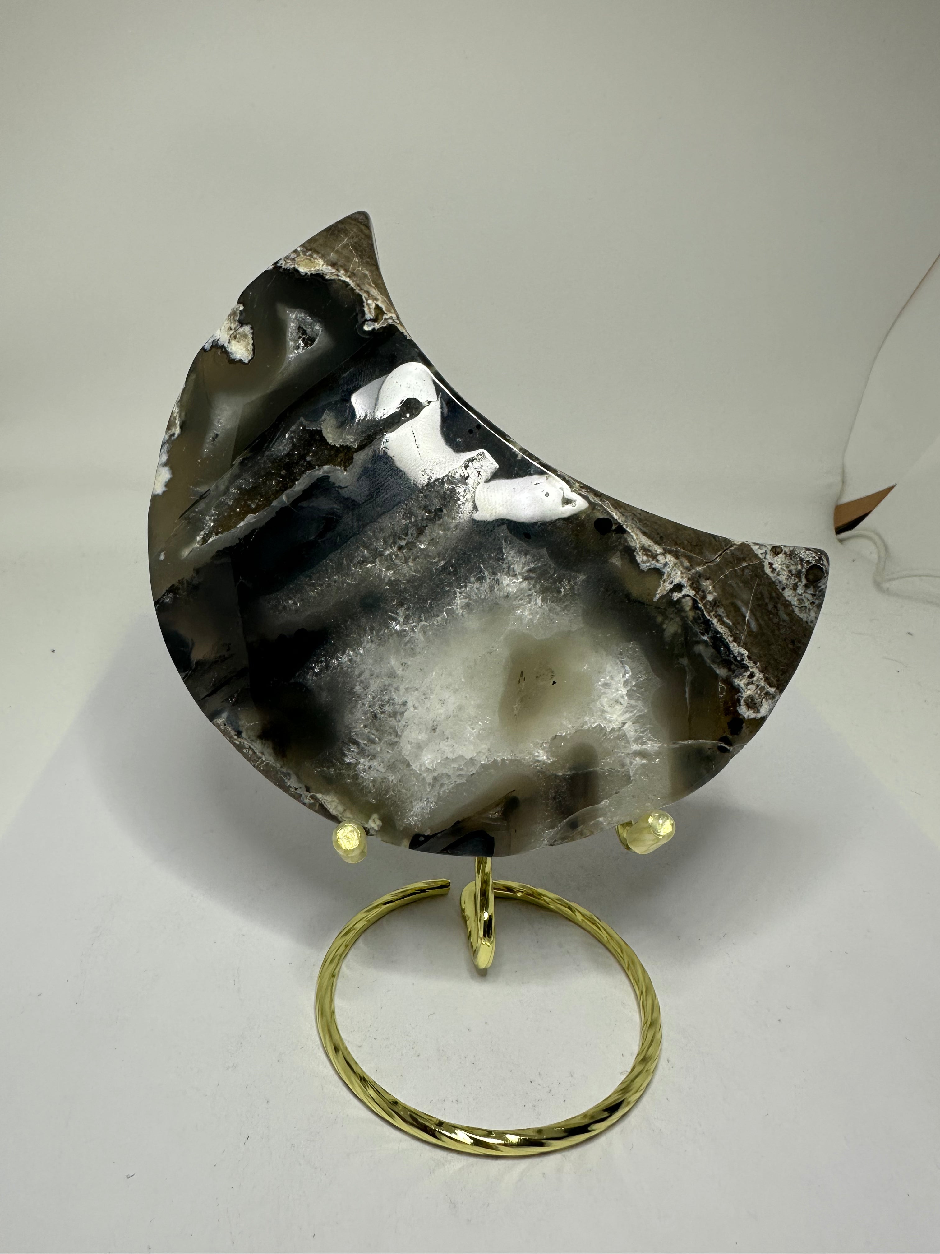 Volcanic Agate Moon with Druzy – 274g