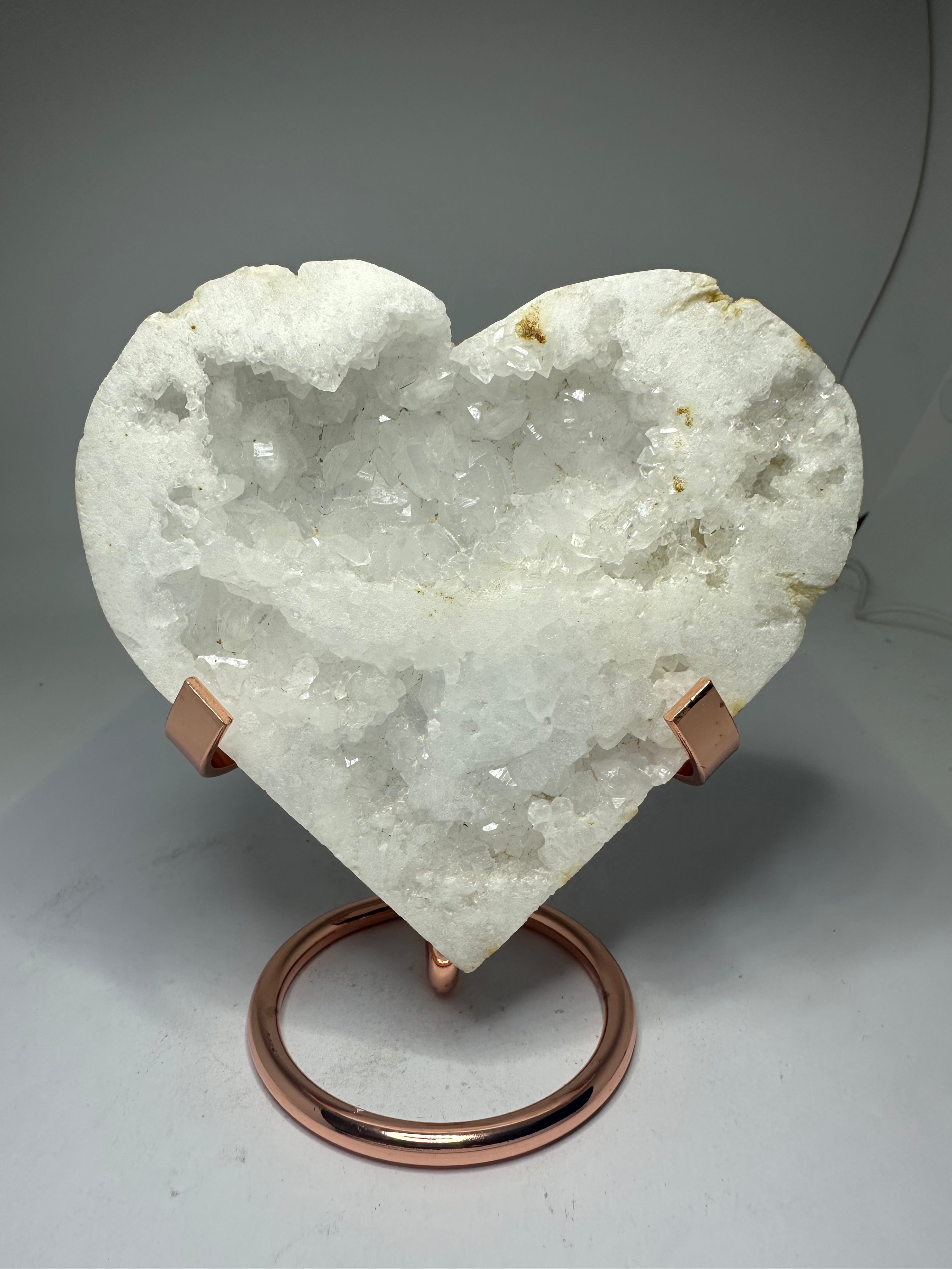 Unpolished Clear Quartz Geode Heart Carving – 315g